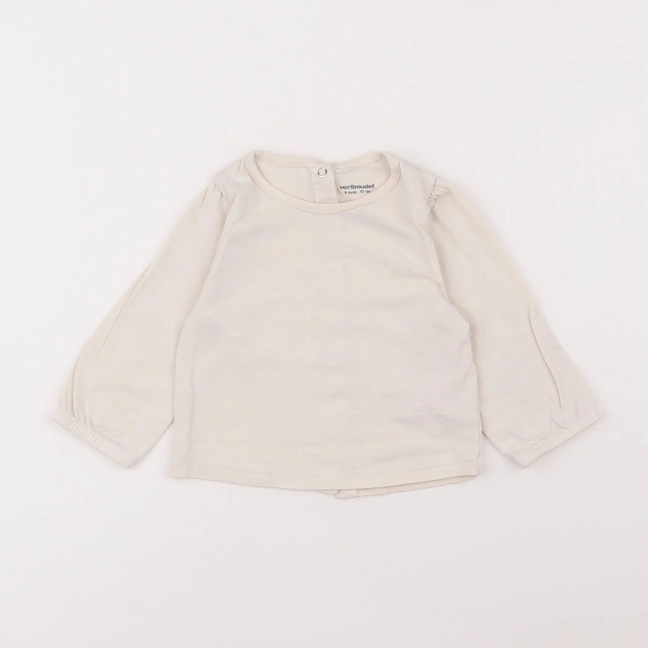 Vertbaudet - tee-shirt beige - 6 mois