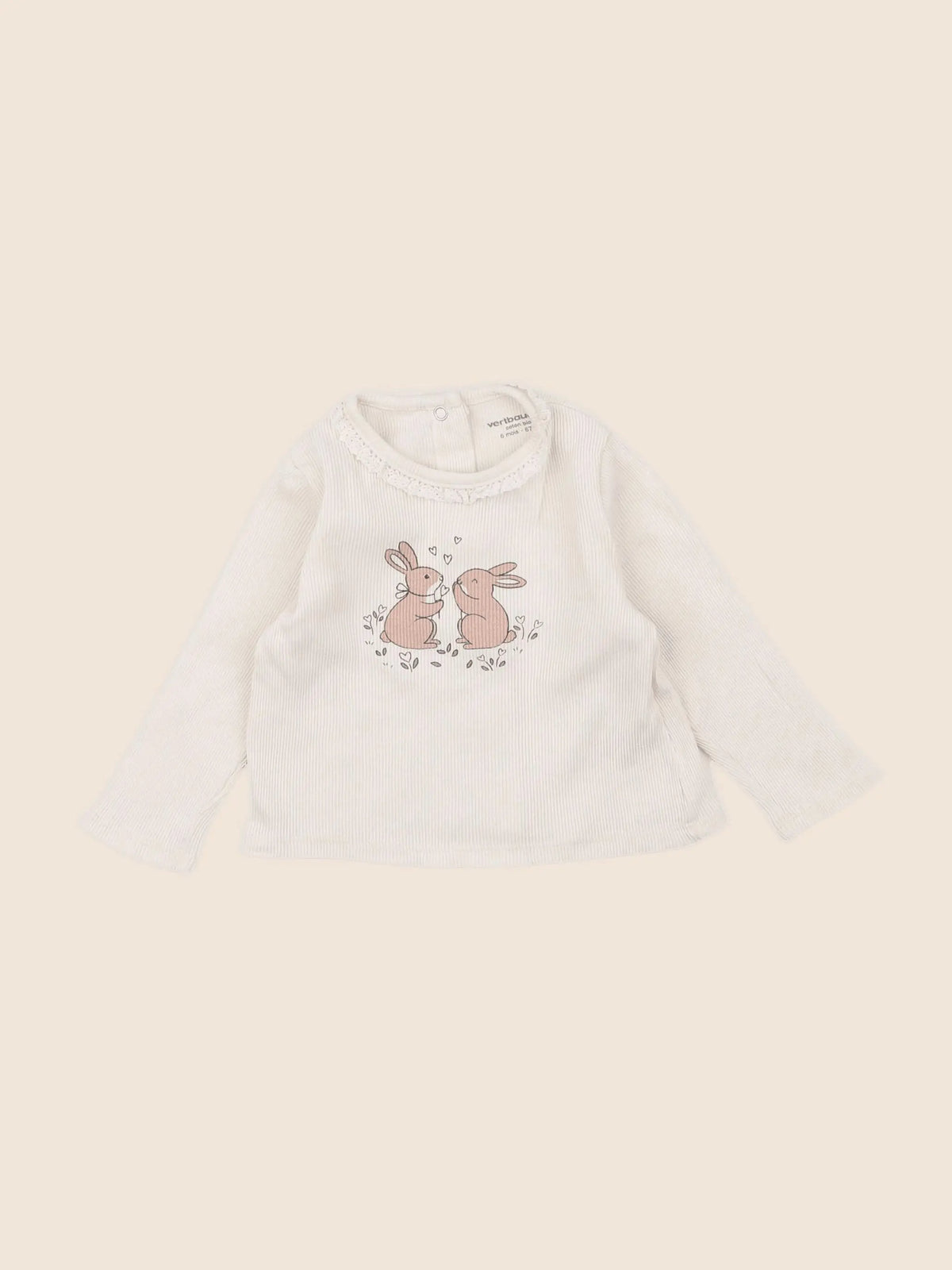 Vertbaudet - tee-shirt beige - 6 mois