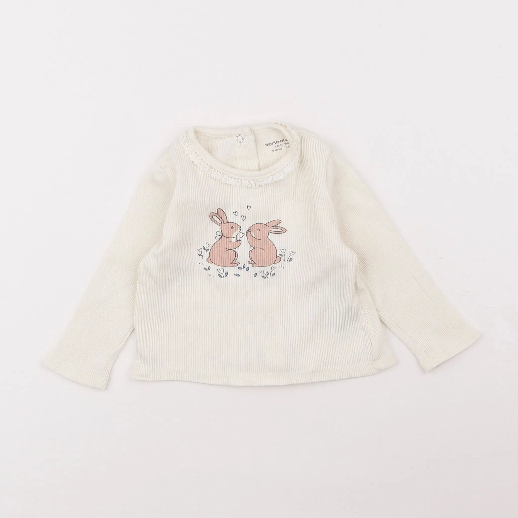 Vertbaudet - tee-shirt beige - 6 mois