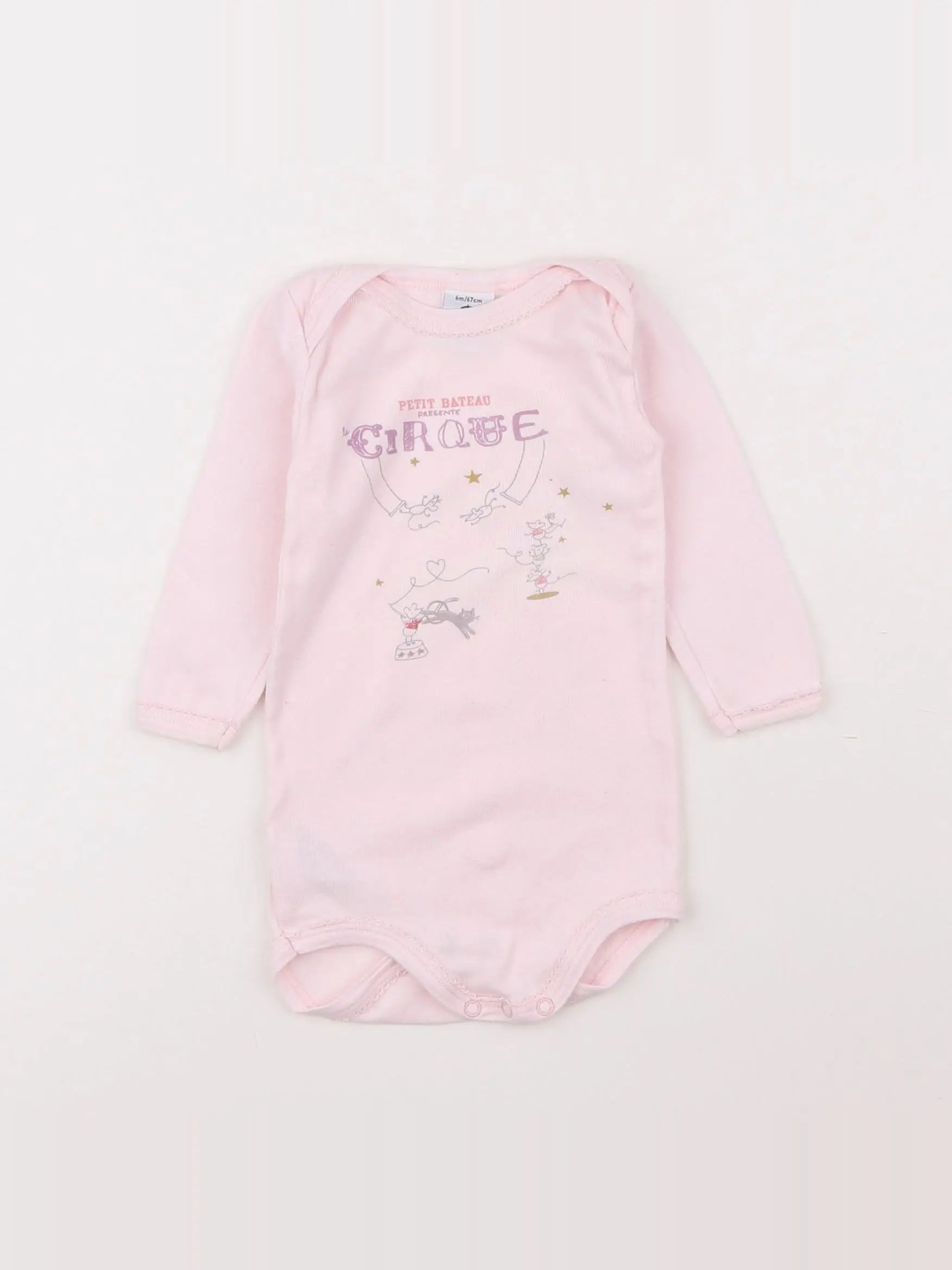 Petit Bateau - body rose - 6 mois