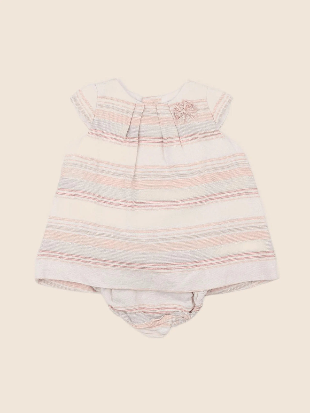Zara - robe beige, rose - 6/9 mois