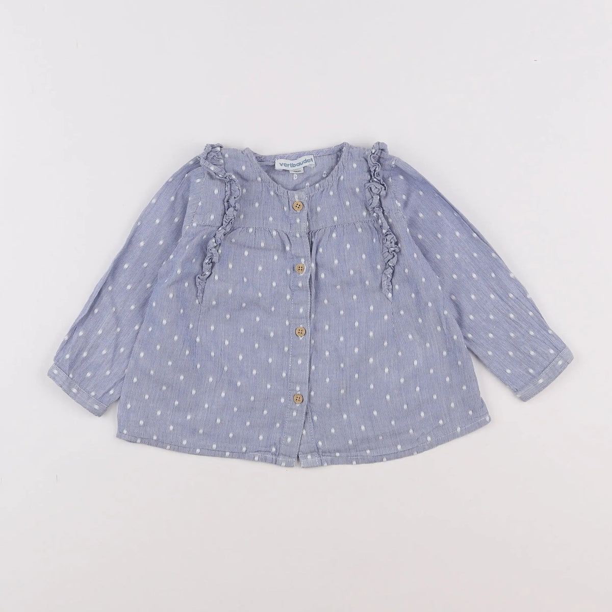 Vertbaudet - blouse bleu, blanc - 12 mois