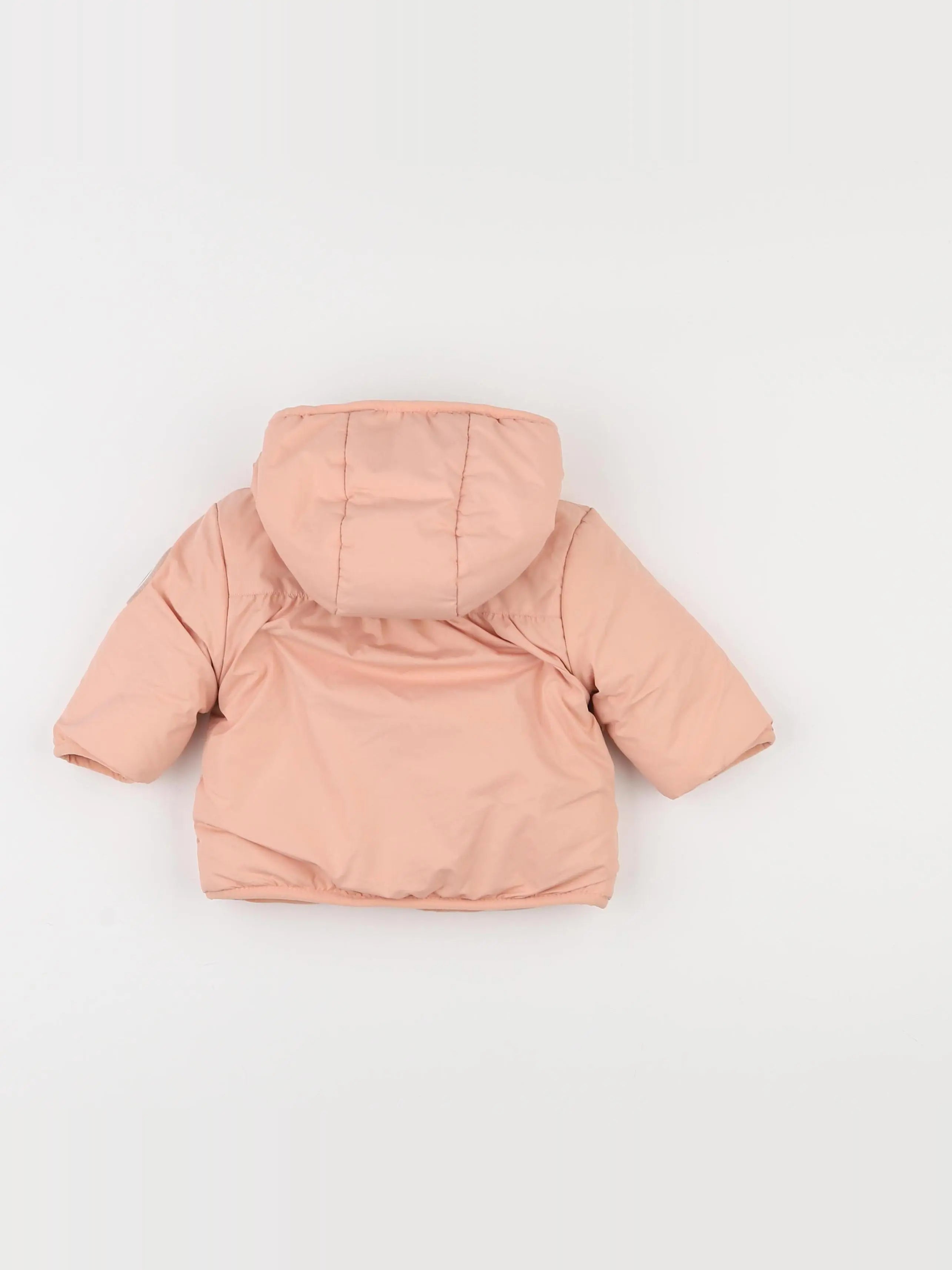 Vertbaudet - doudoune réversible rose, beige - 0/3 mois