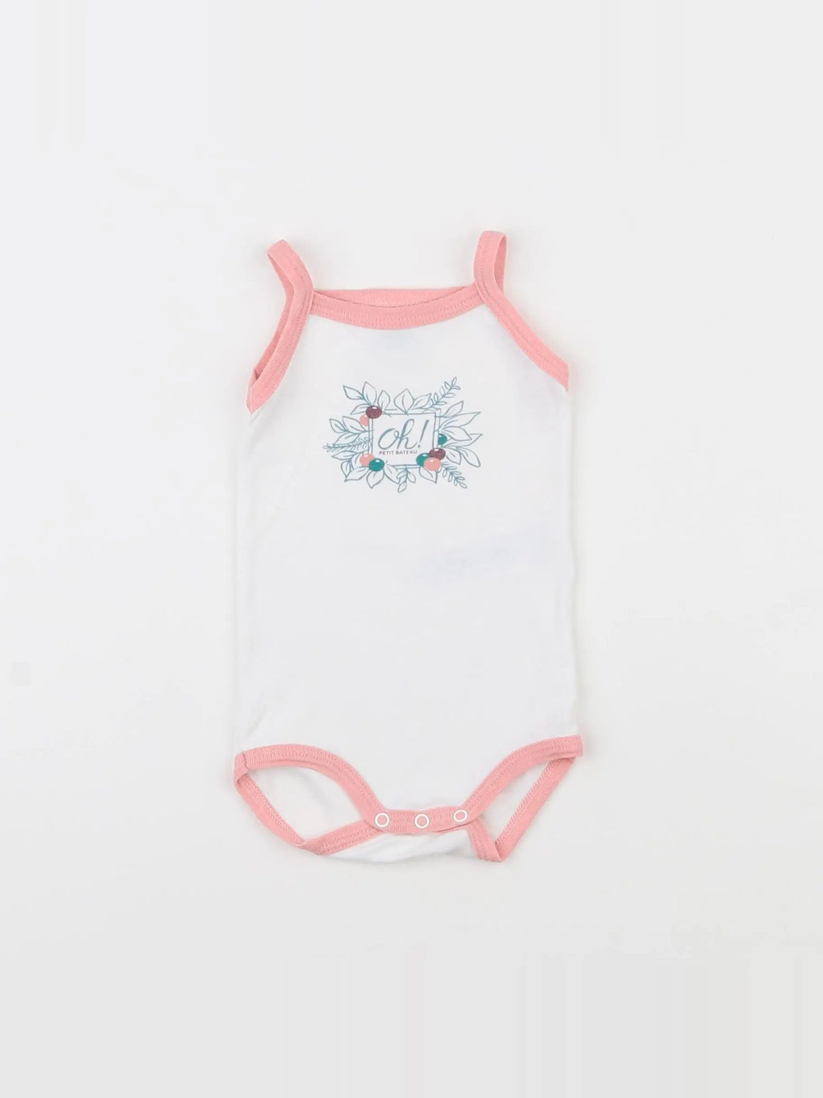 Petit Bateau - body blanc, rose - 3 mois