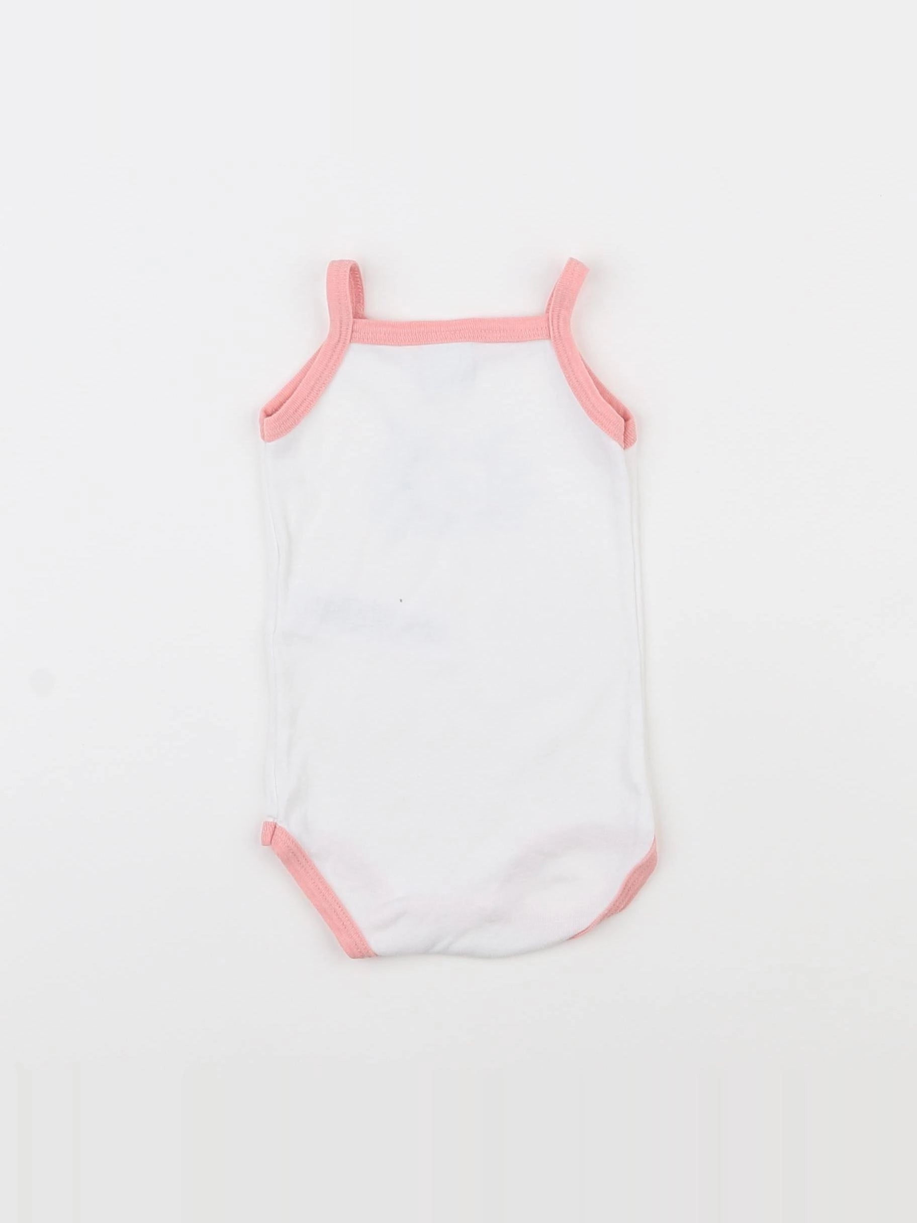 Petit Bateau - body blanc, rose - 3 mois