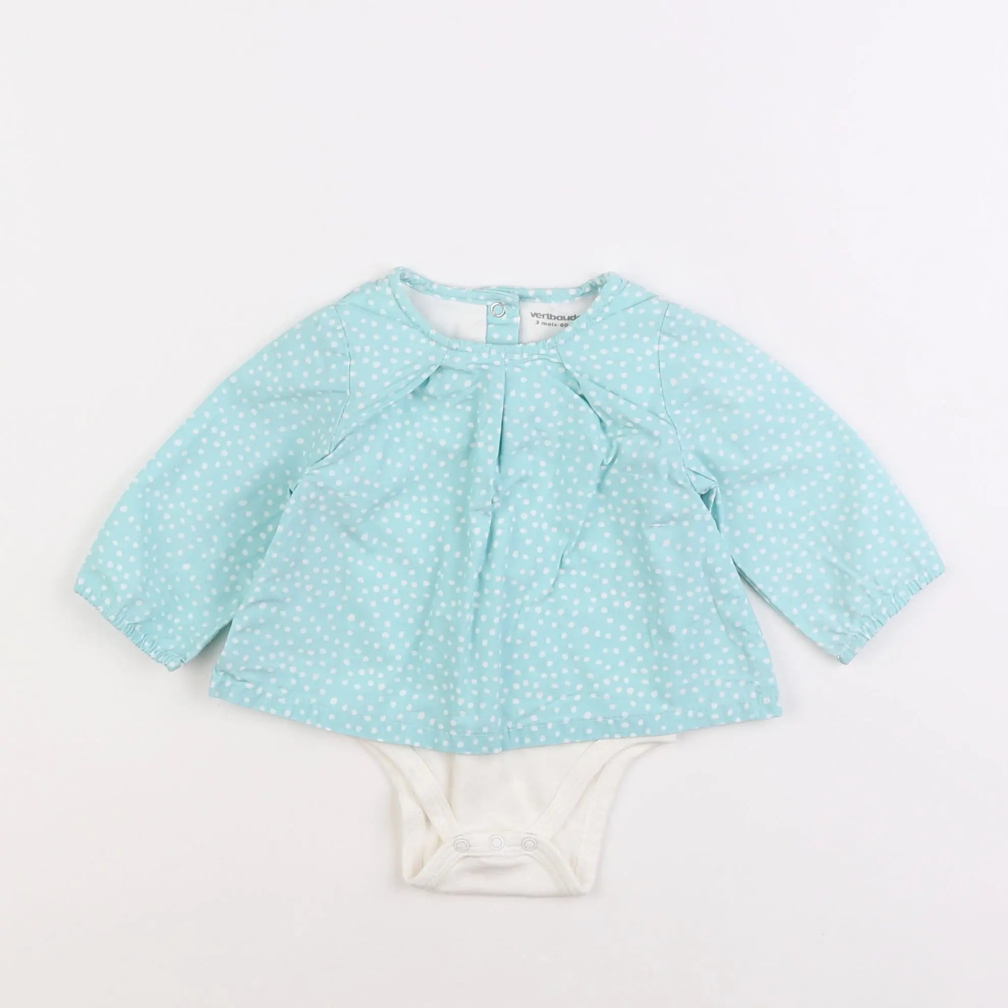 Vertbaudet - body blouse bleu - 3 mois