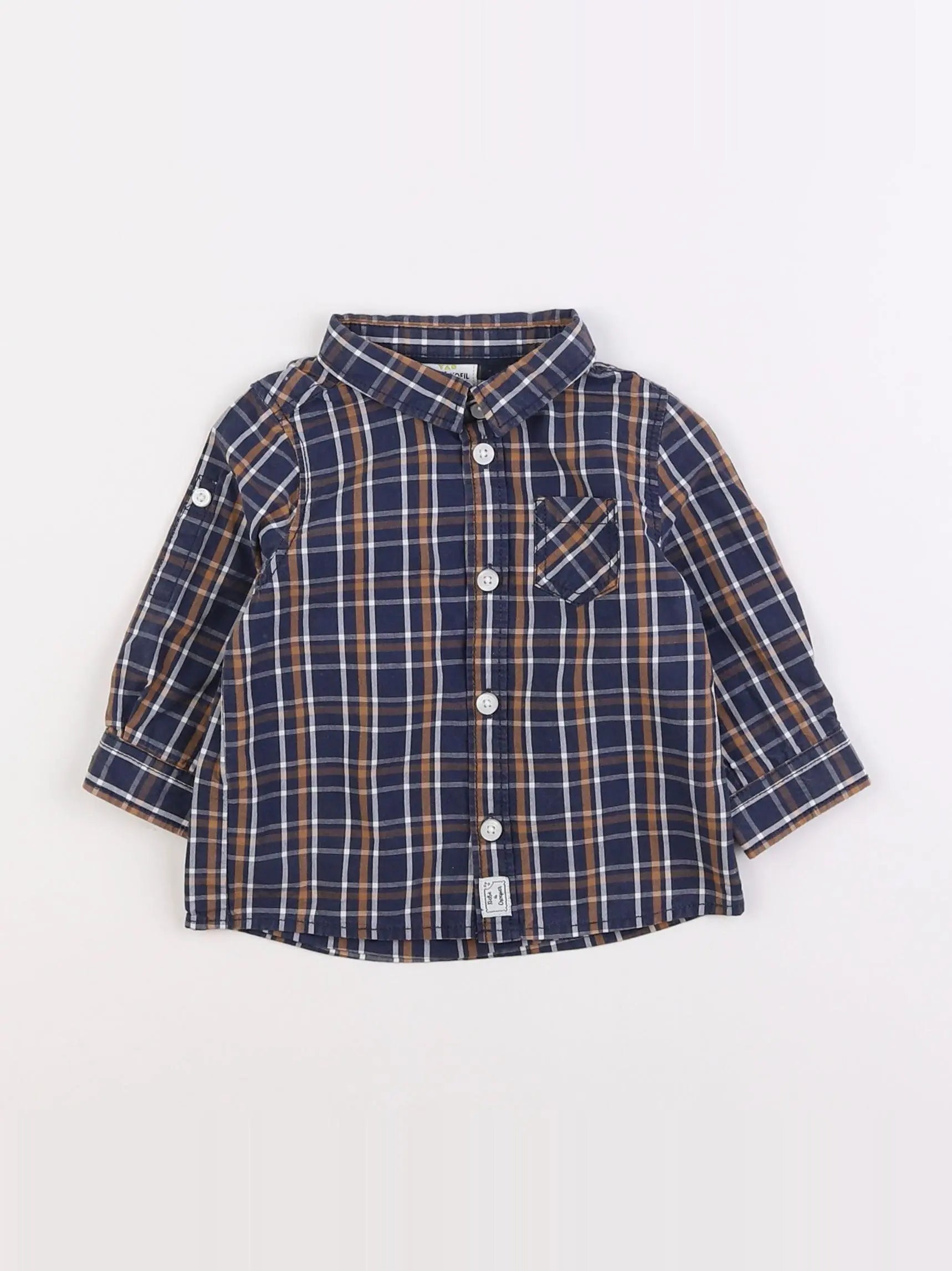 Tape à l'oeil - chemise bleu, marron - 6 mois