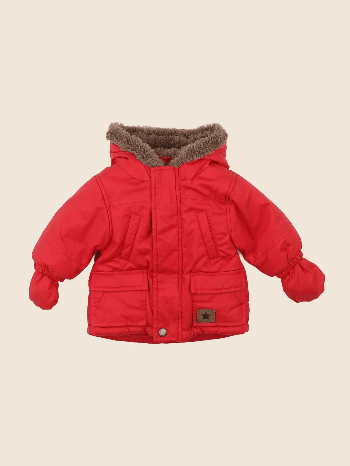 Vertbaudet - manteau doublure amovible rouge - 3 mois