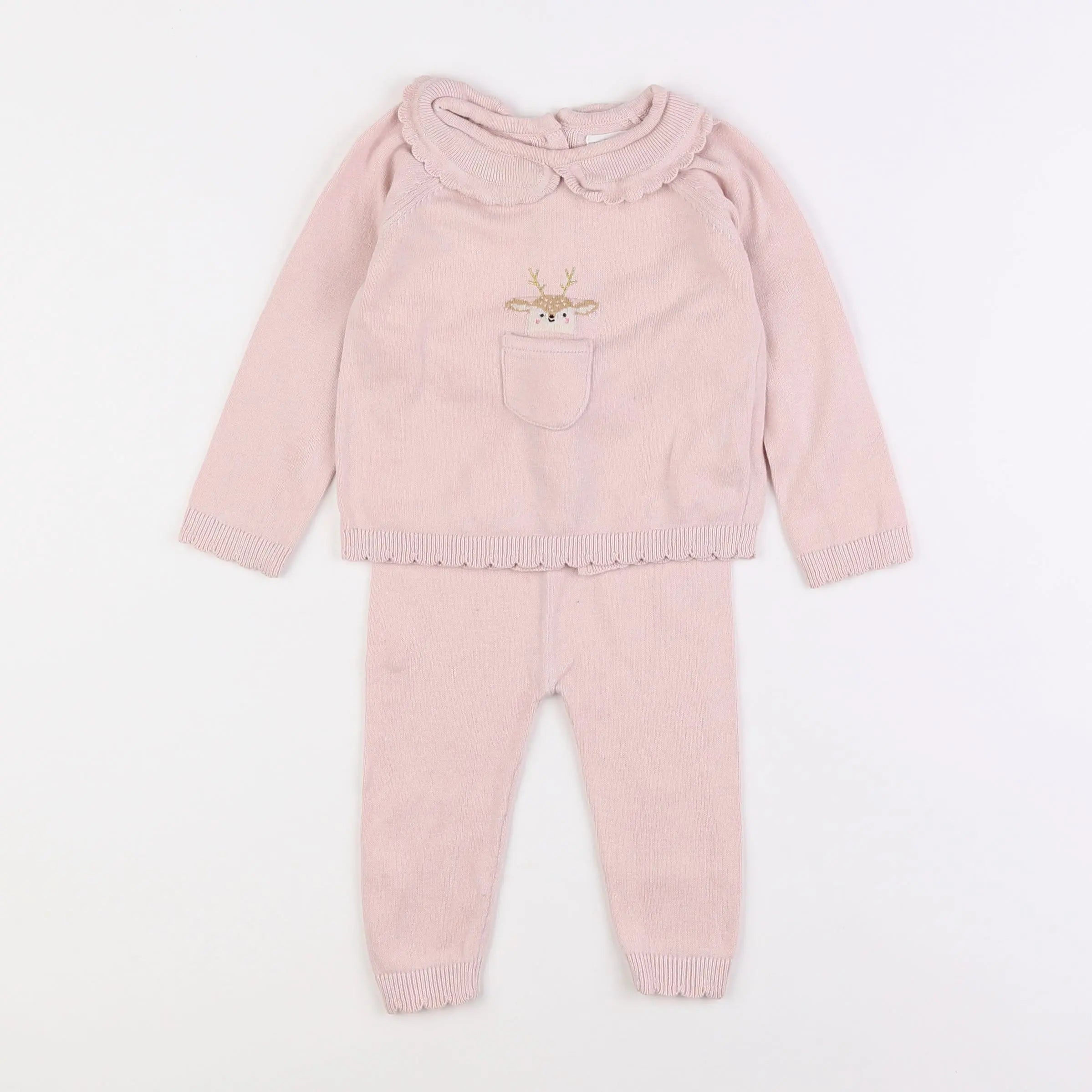 Vertbaudet - ensemble rose - 9 mois