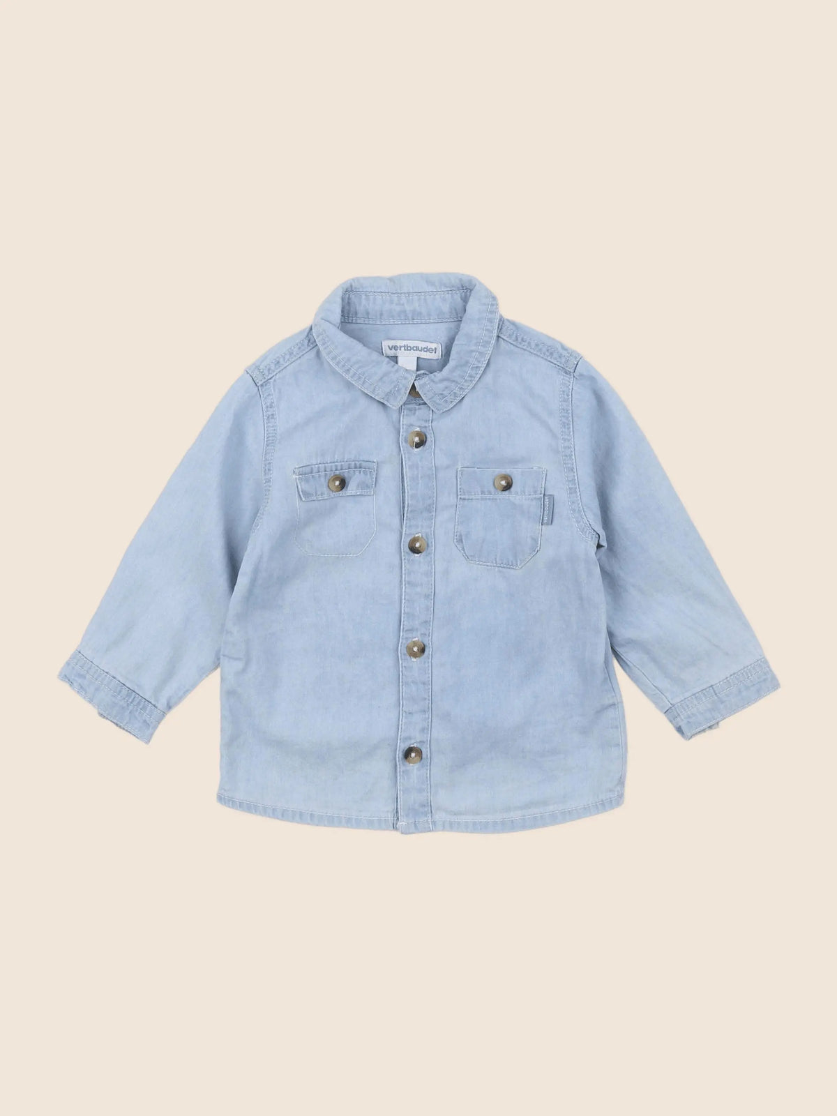 Vertbaudet - chemise bleu - 12 mois