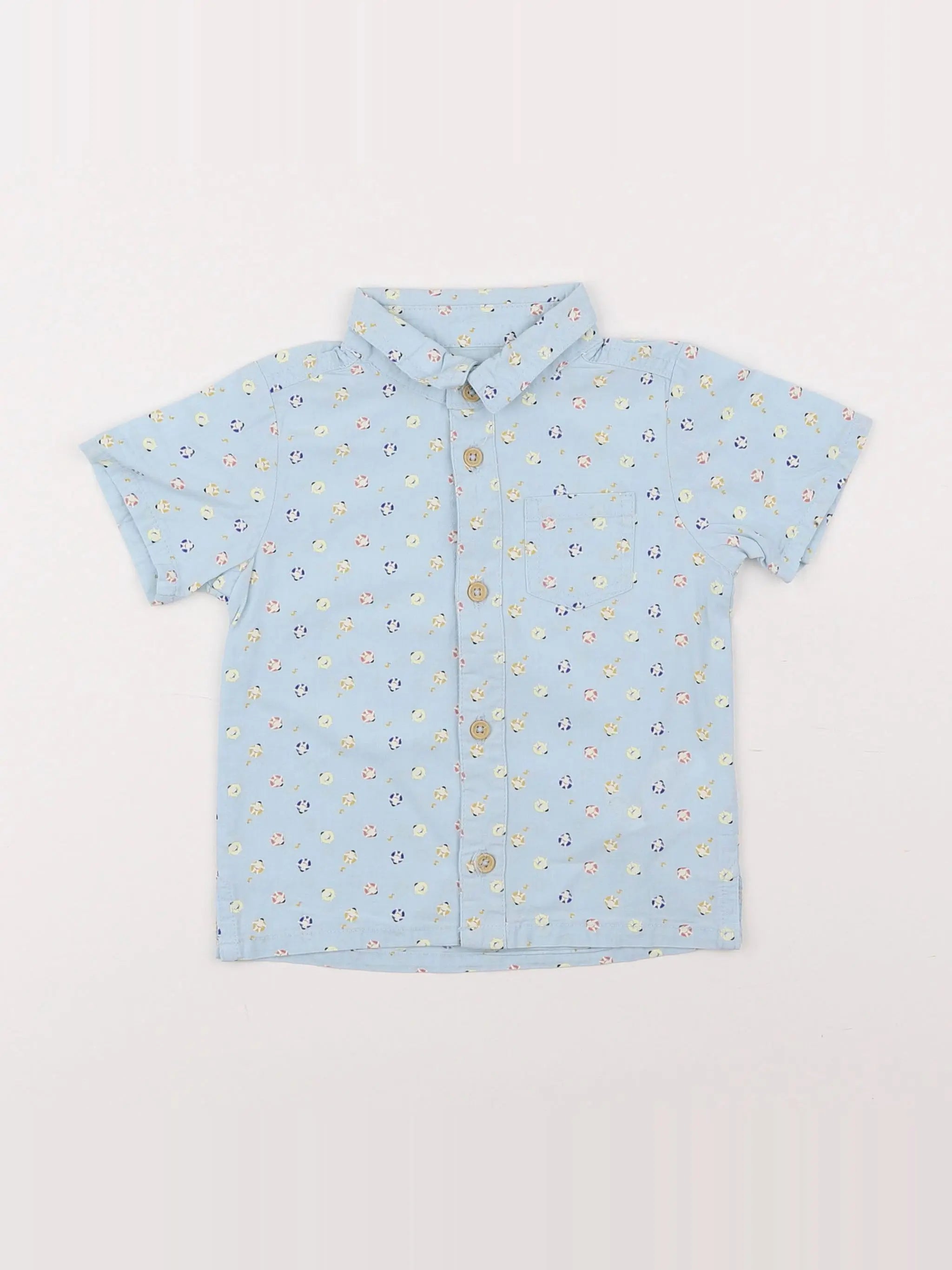 Vertbaudet - chemise bleu - 12 mois