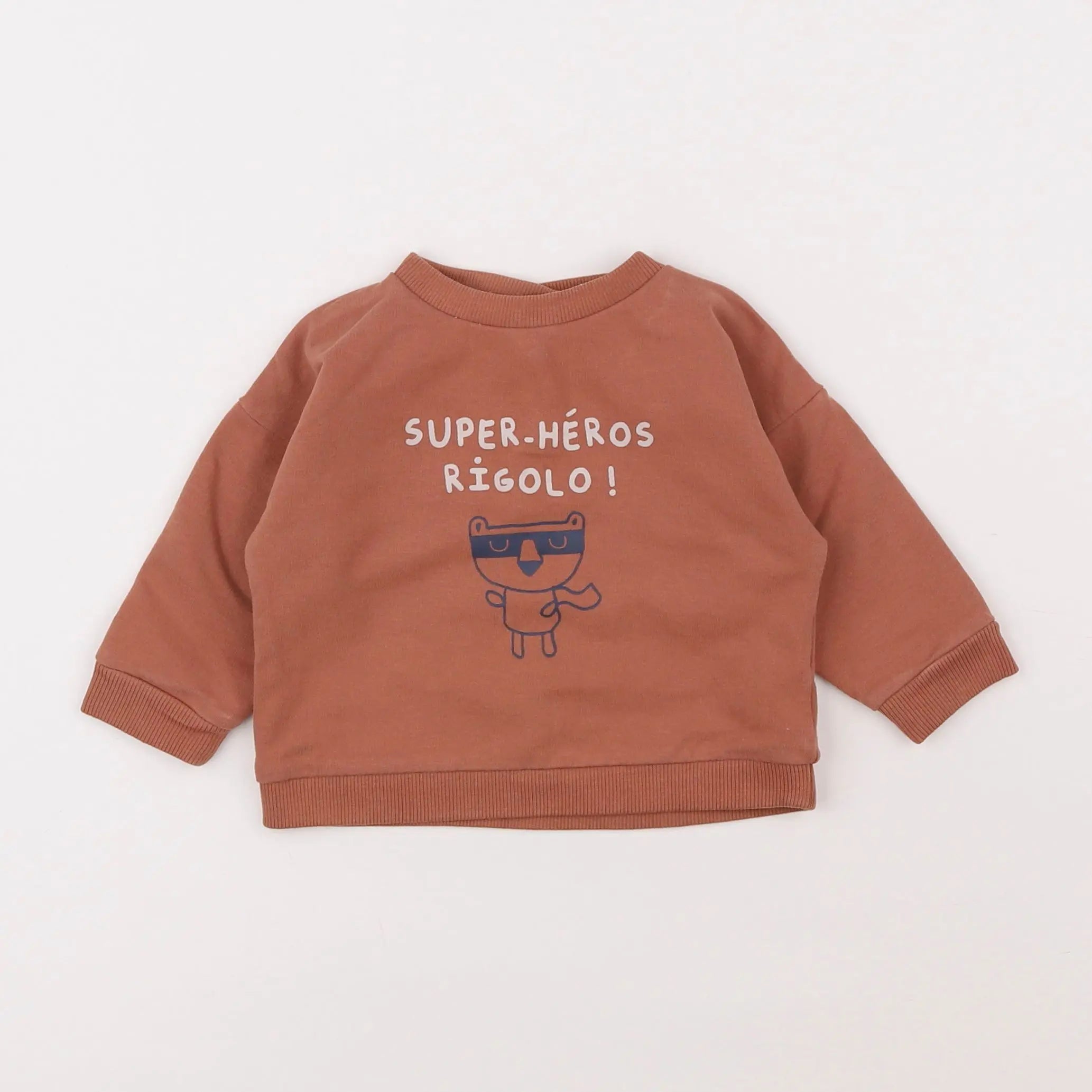 Vertbaudet - sweat marron - 6 mois