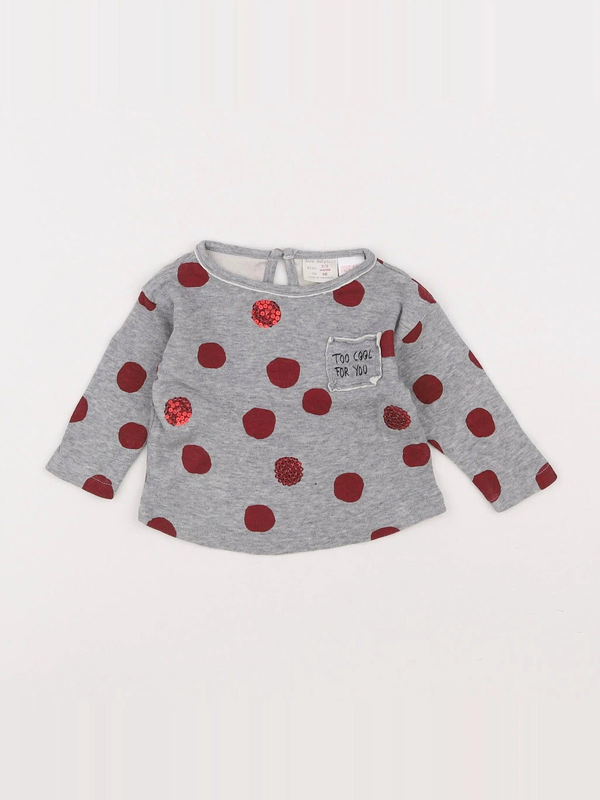 Zara - tee-shirt gris, rouge - 3/6 mois