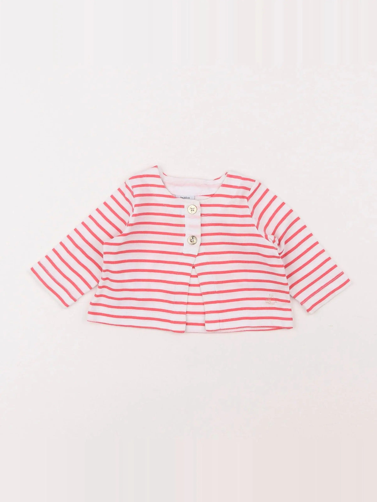 Petit Bateau - gilet blanc, rose - 3 mois