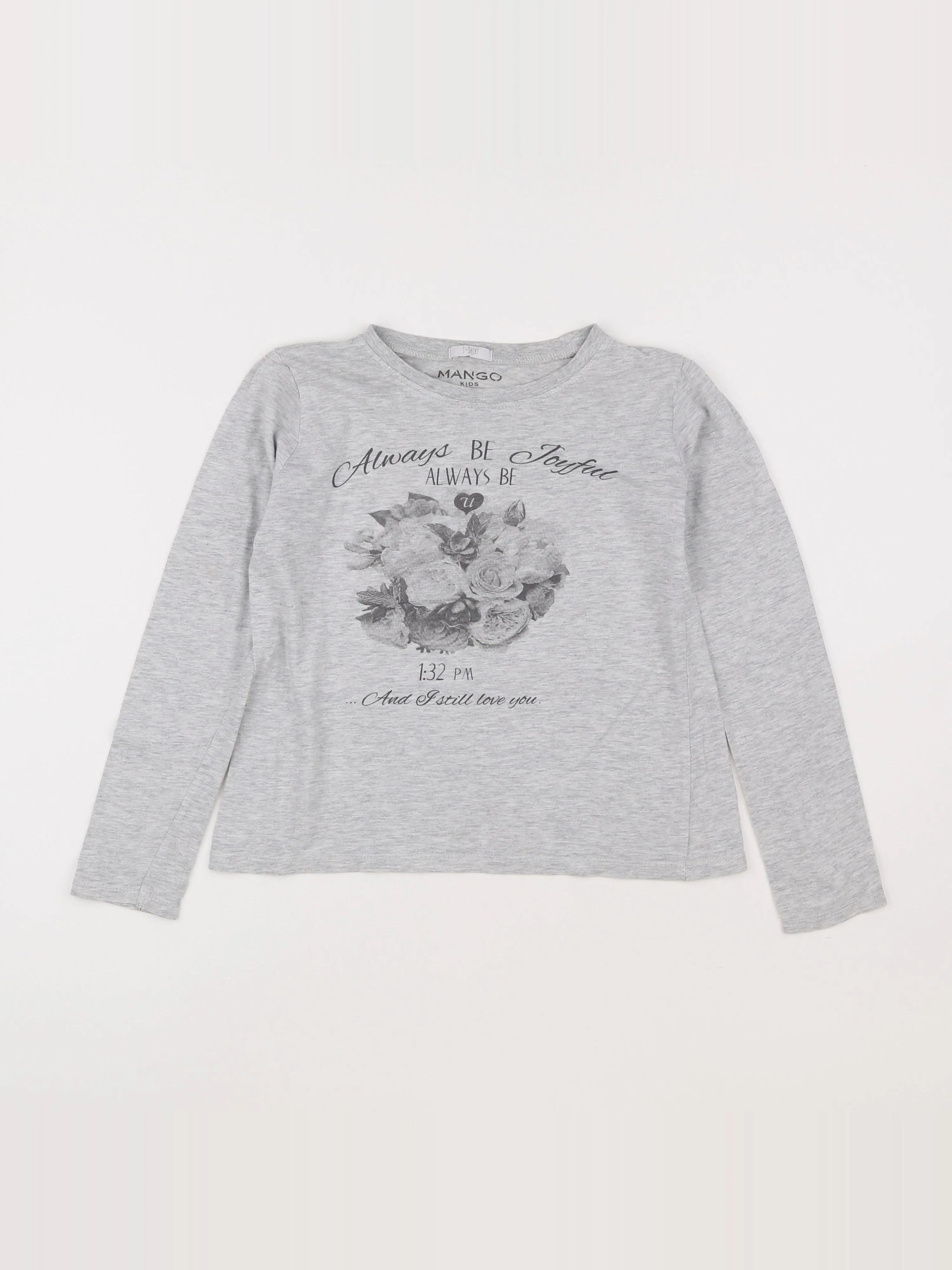 Mango - tee-shirt gris - 9/10 ans