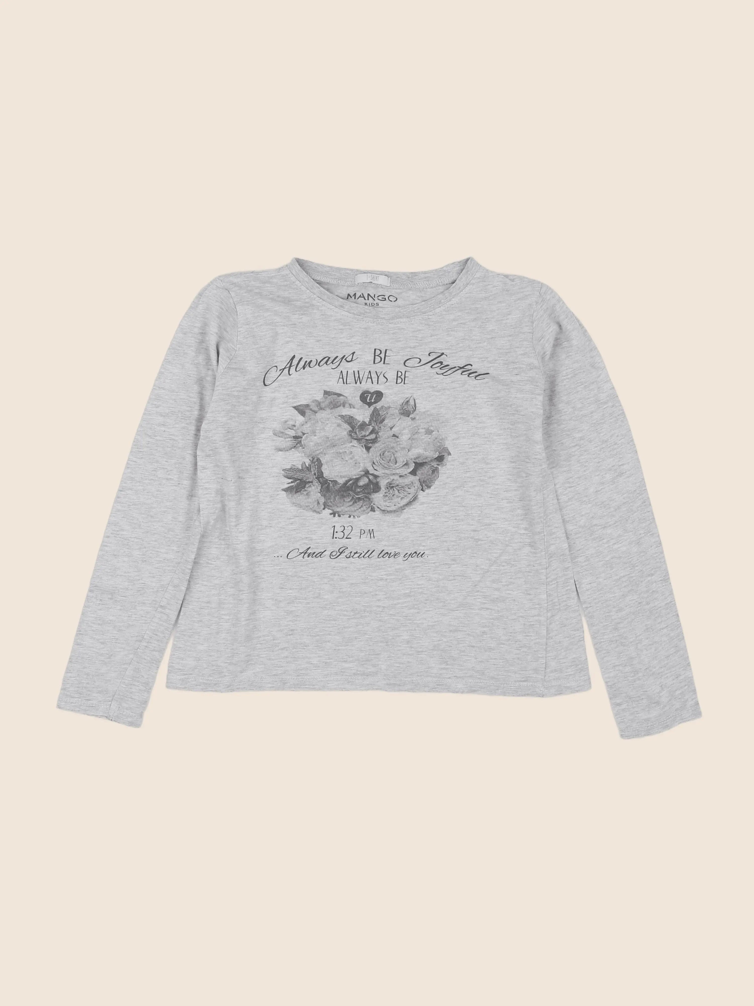 Mango - tee-shirt gris - 9/10 ans