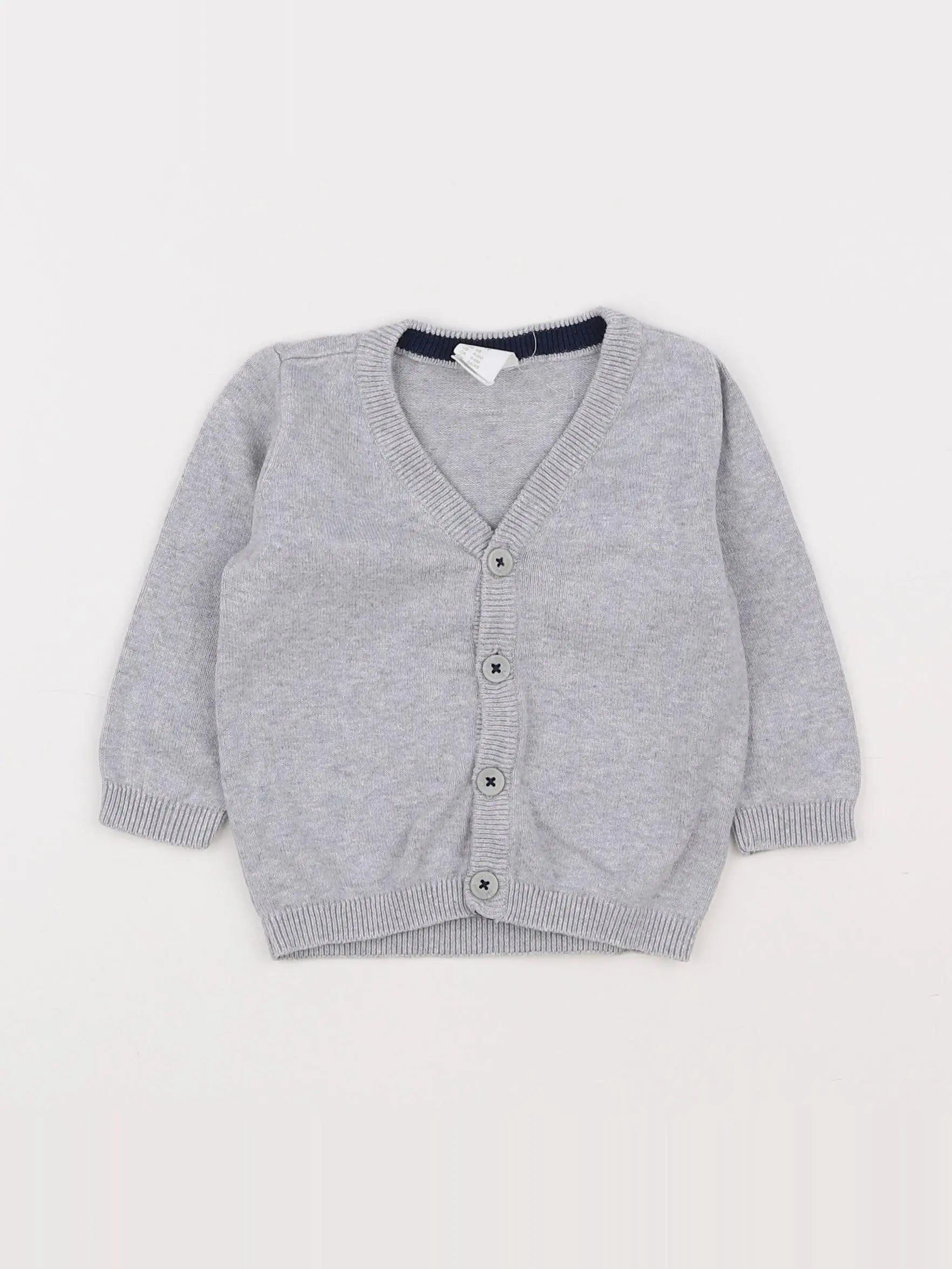 H&M - gilet gris - 3/6 mois