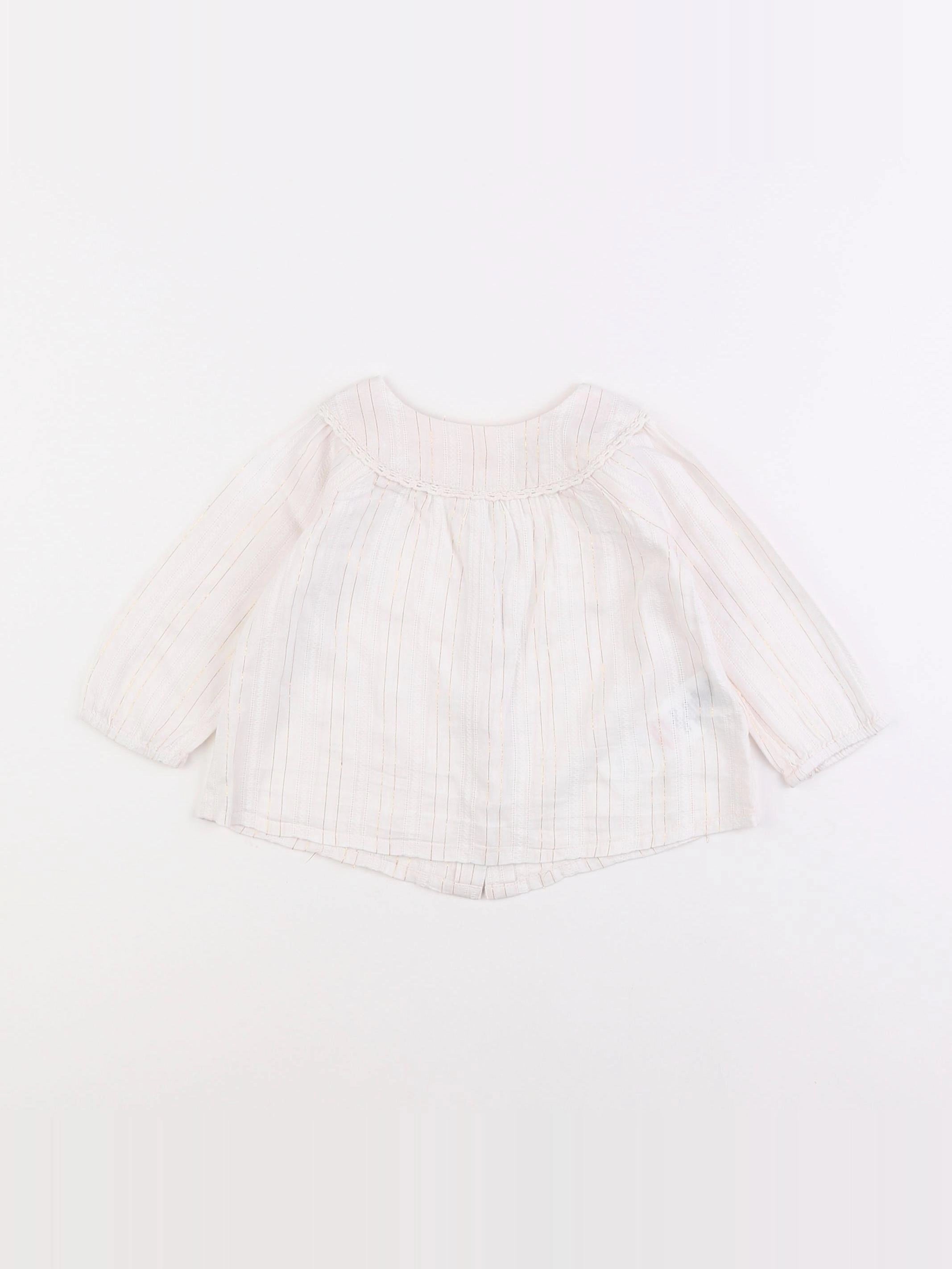 Cyrillus - blouse blanc, or - 6 mois