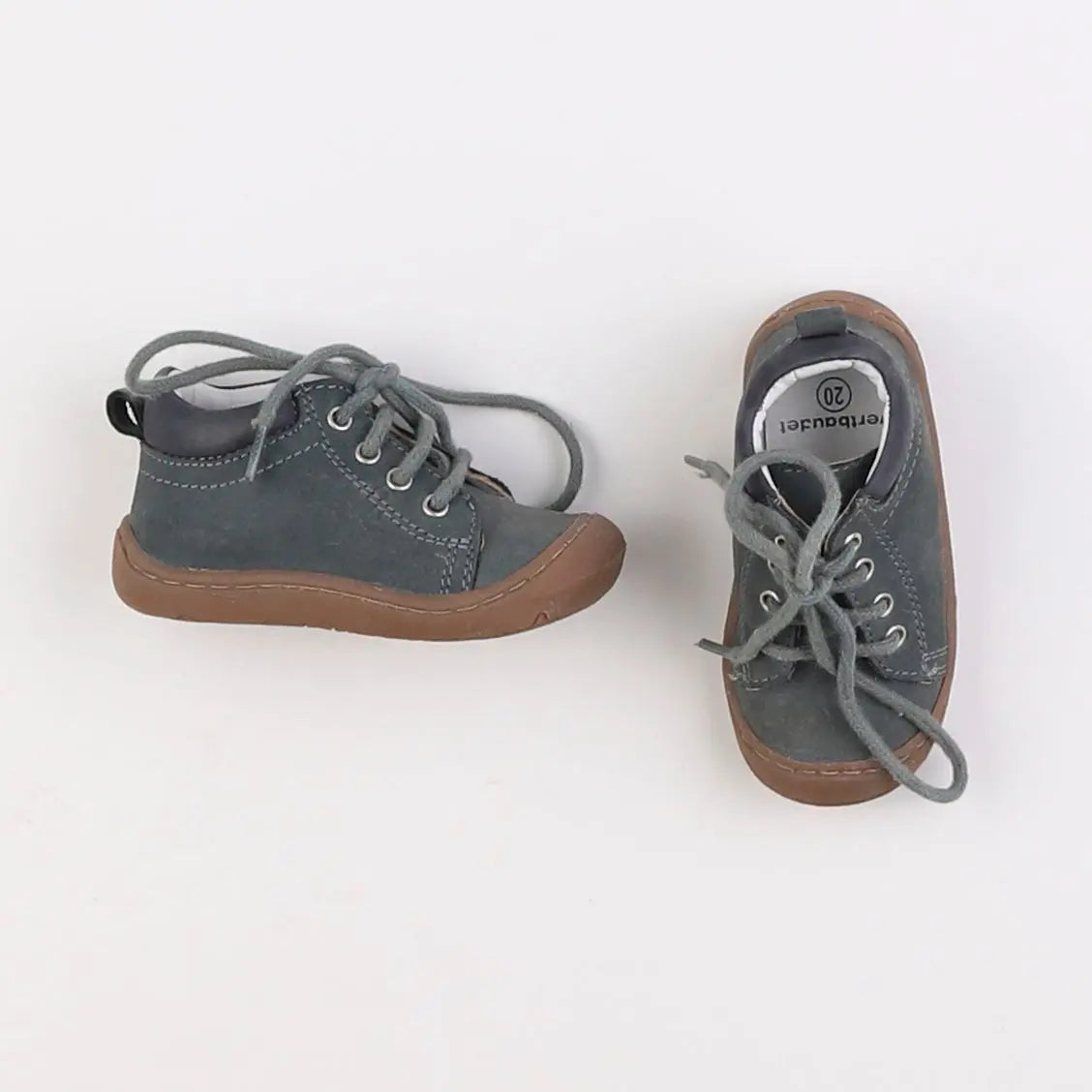 Vertbaudet - tennis à scratch/ lacets gris - pointure 20
