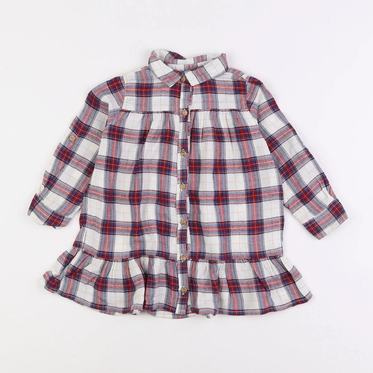 Vertbaudet - robe blanc, rouge - 2 ans