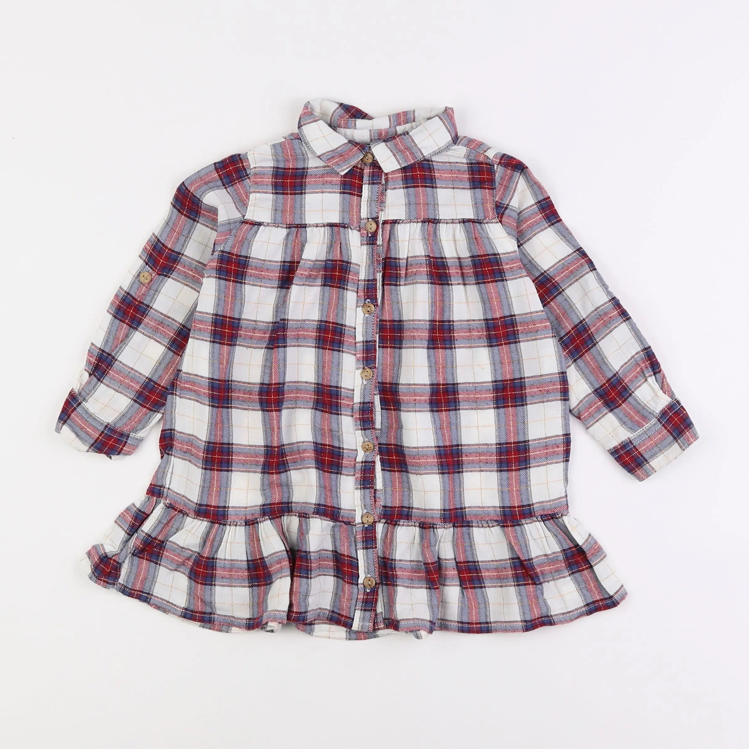 Vertbaudet - robe blanc, rouge - 2 ans