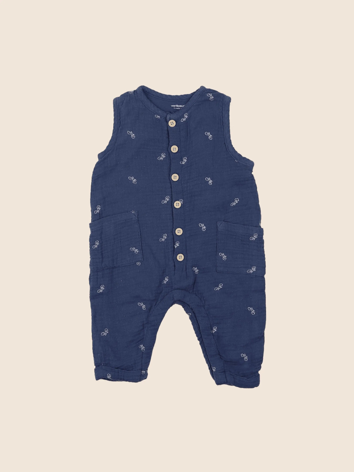 Vertbaudet - combinaison doublé bleu - 6 mois