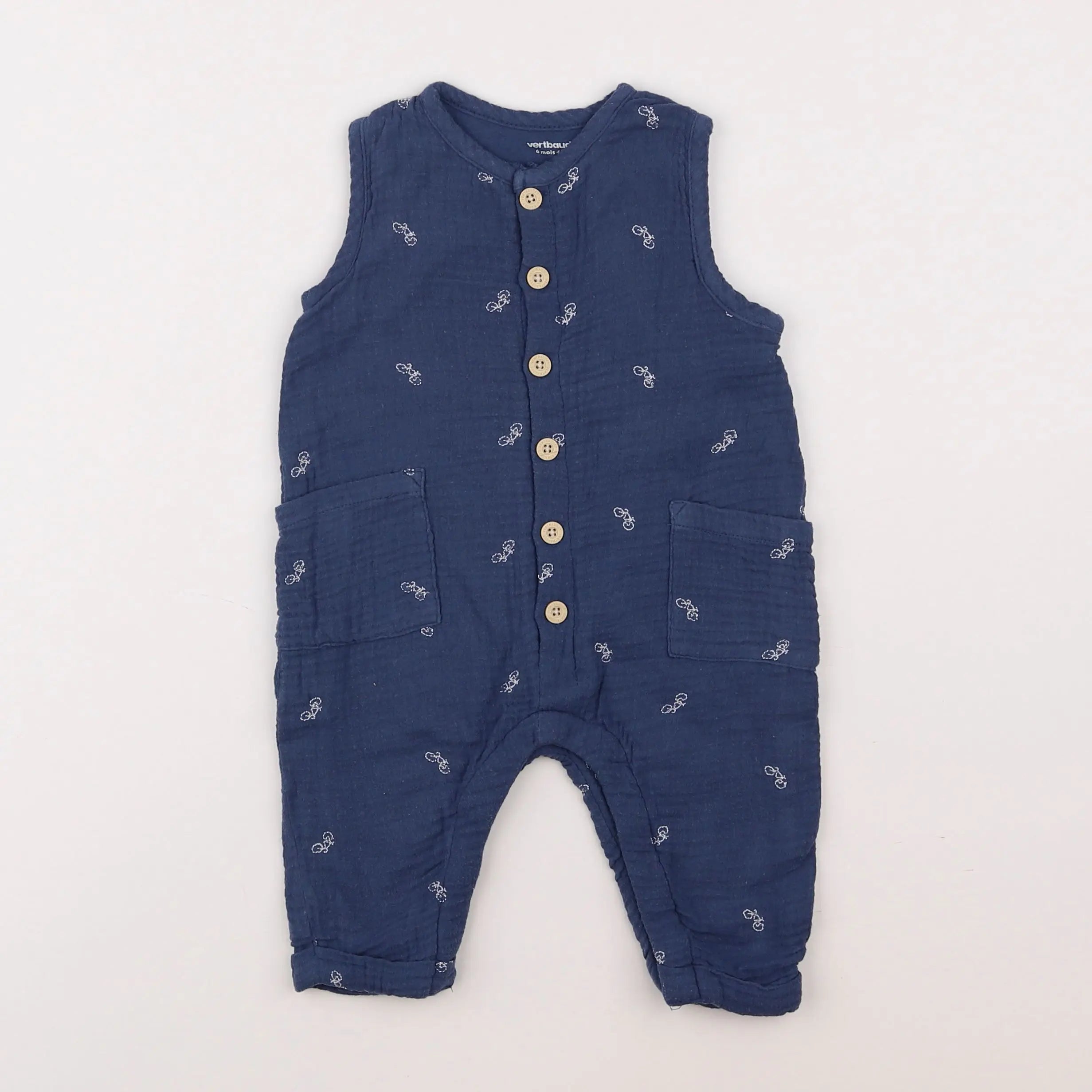 Vertbaudet - combinaison doublé bleu - 6 mois