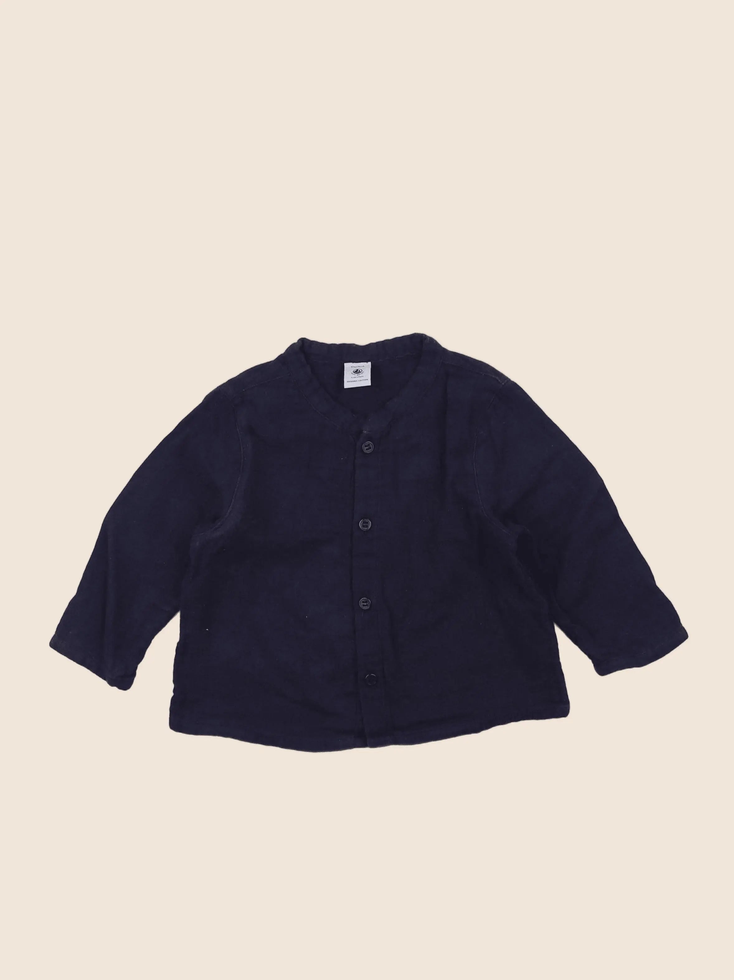 Petit Bateau - chemise bleu - 12 mois