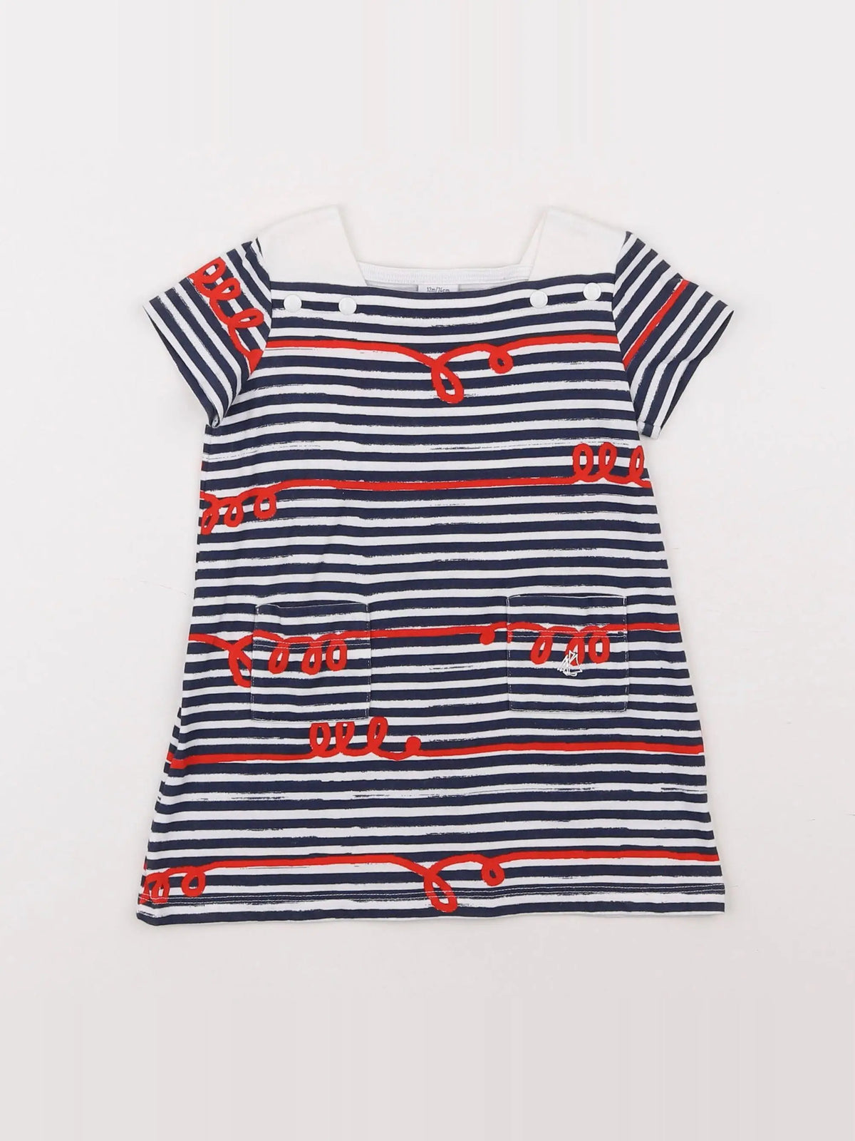 Petit Bateau - robe bleu - 12 mois