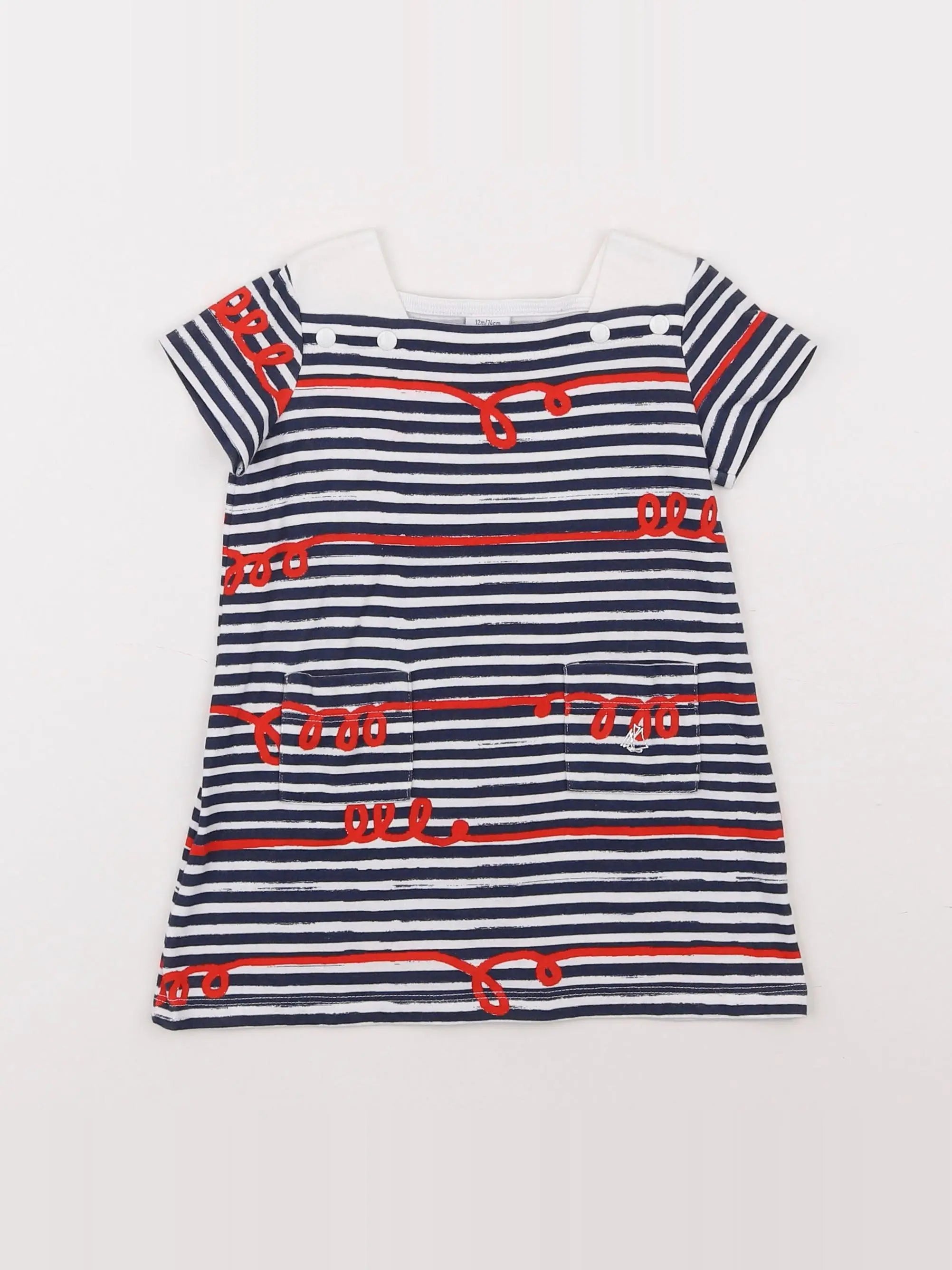 Petit Bateau - robe bleu - 12 mois