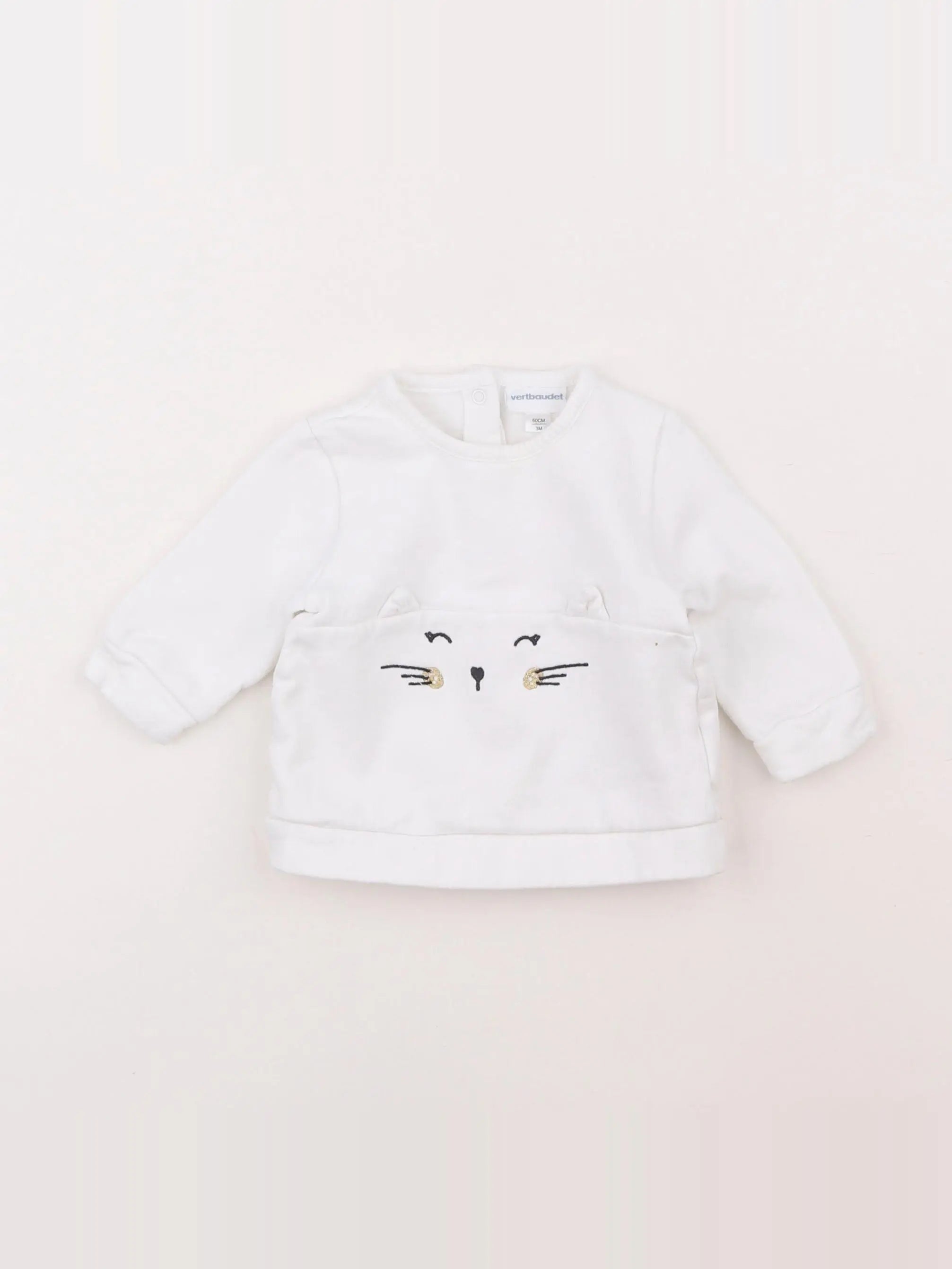 Vertbaudet - sweat blanc - 3 mois