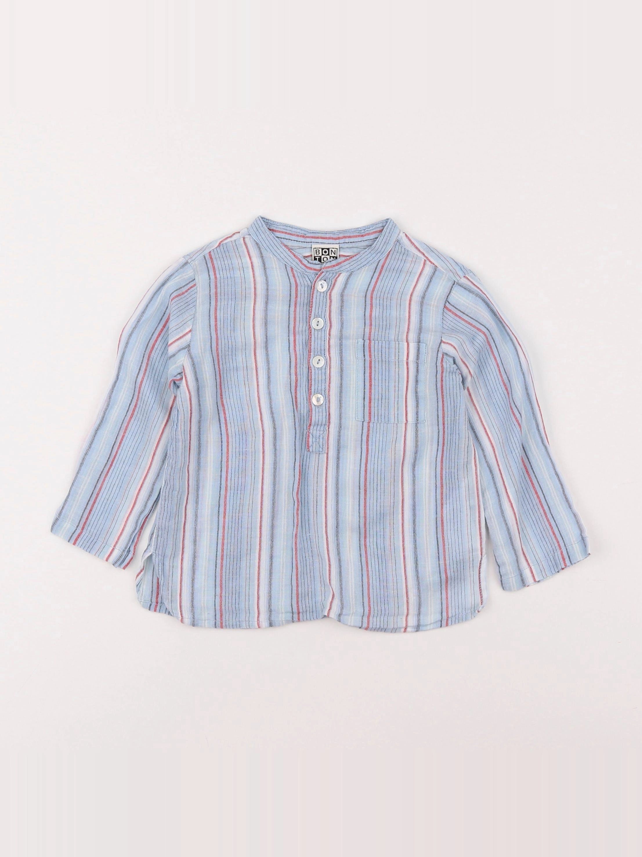 Bonton - chemise bleu - 18 mois
