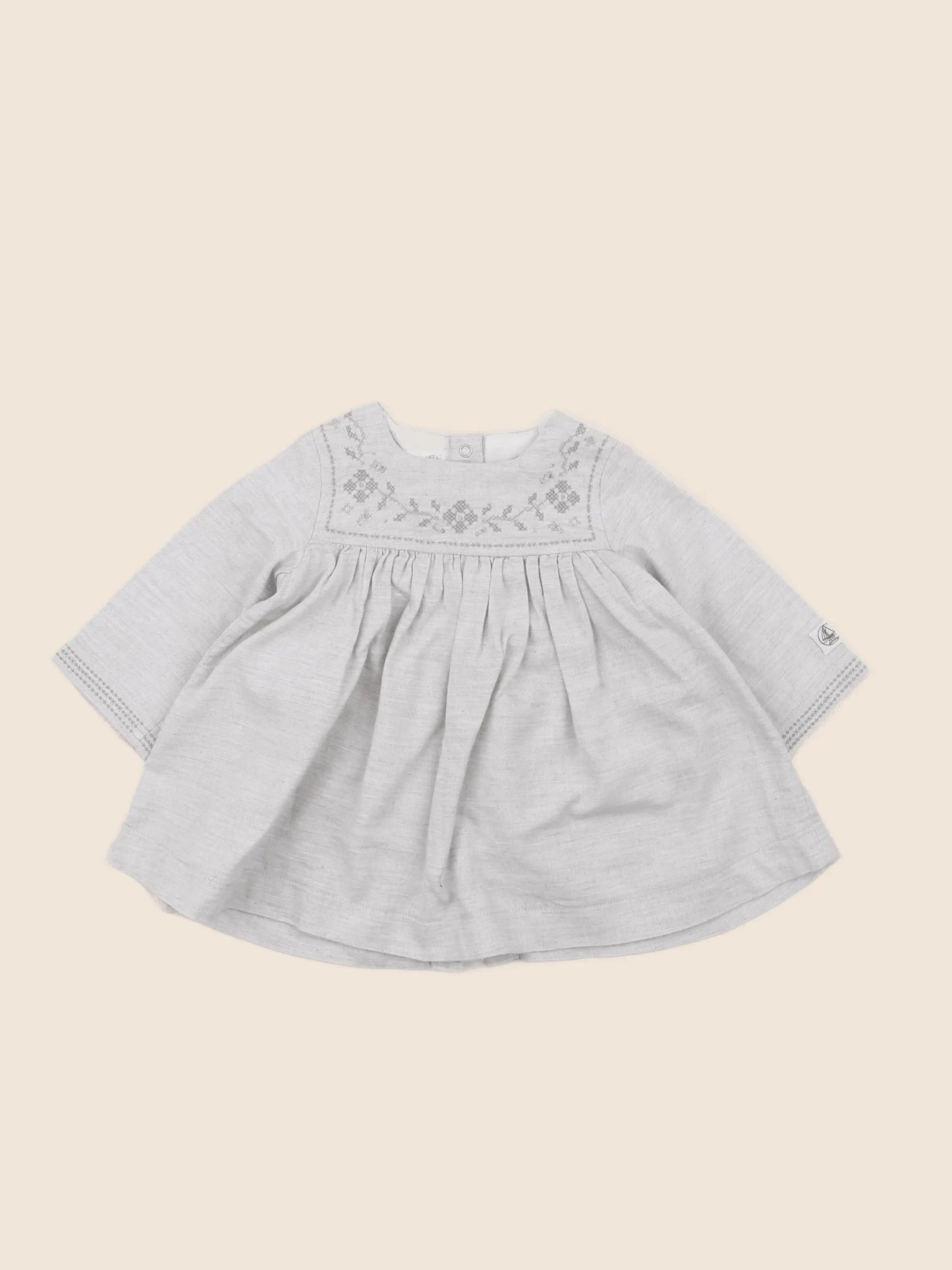 Petit Bateau - robe gris - 6 mois