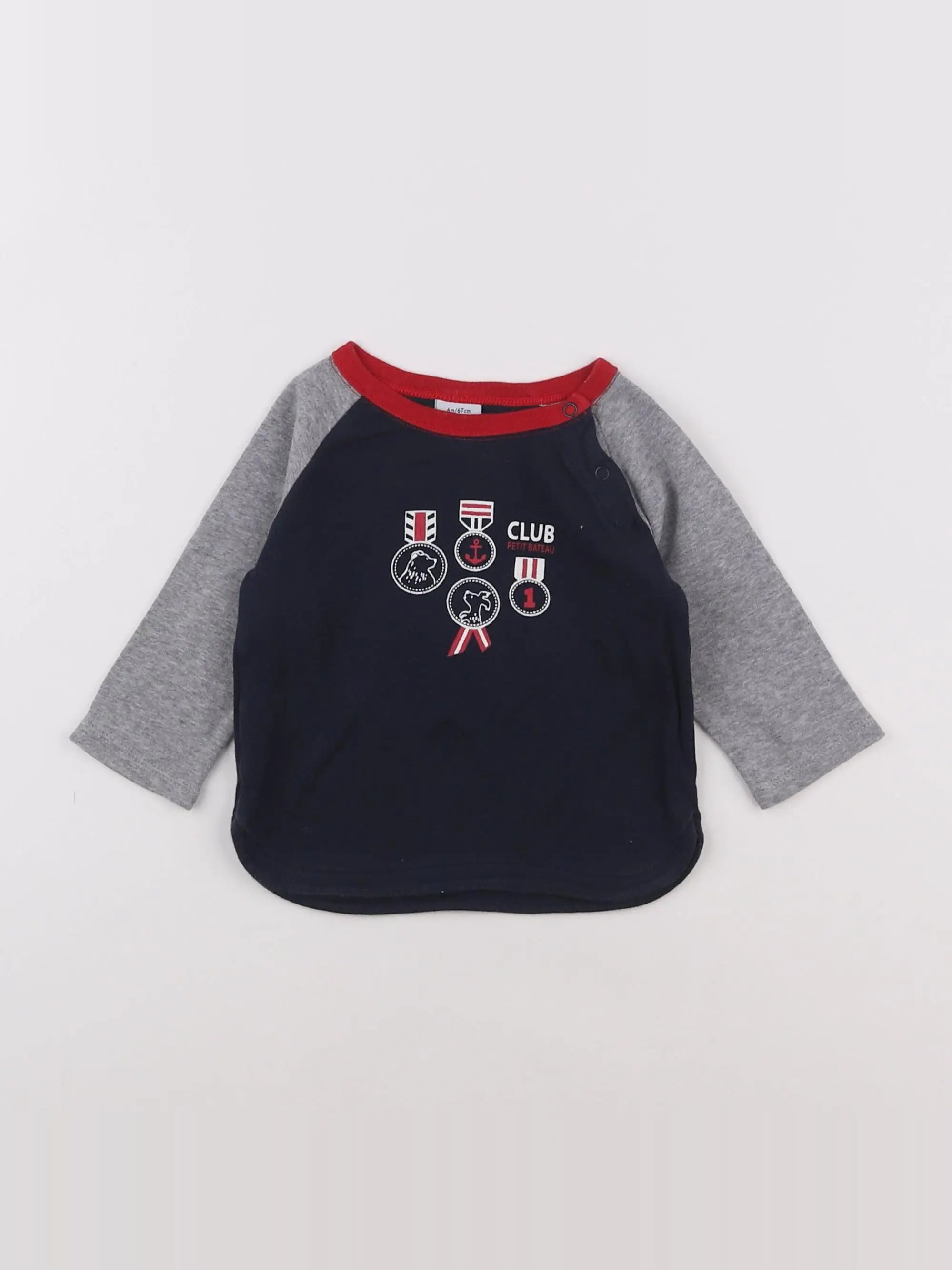Petit Bateau - tee-shirt bleu - 6 mois
