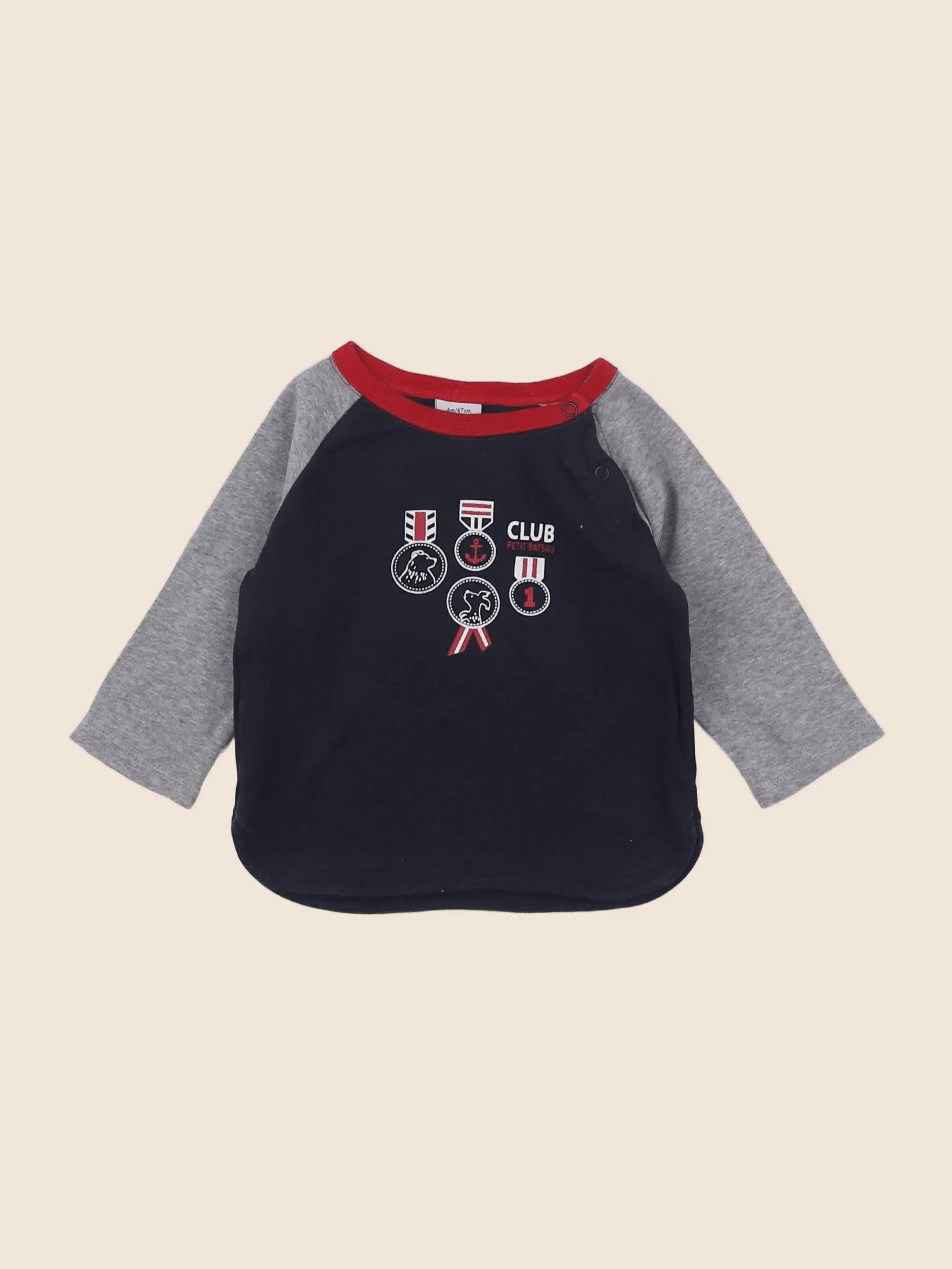 Petit Bateau - tee-shirt bleu - 6 mois