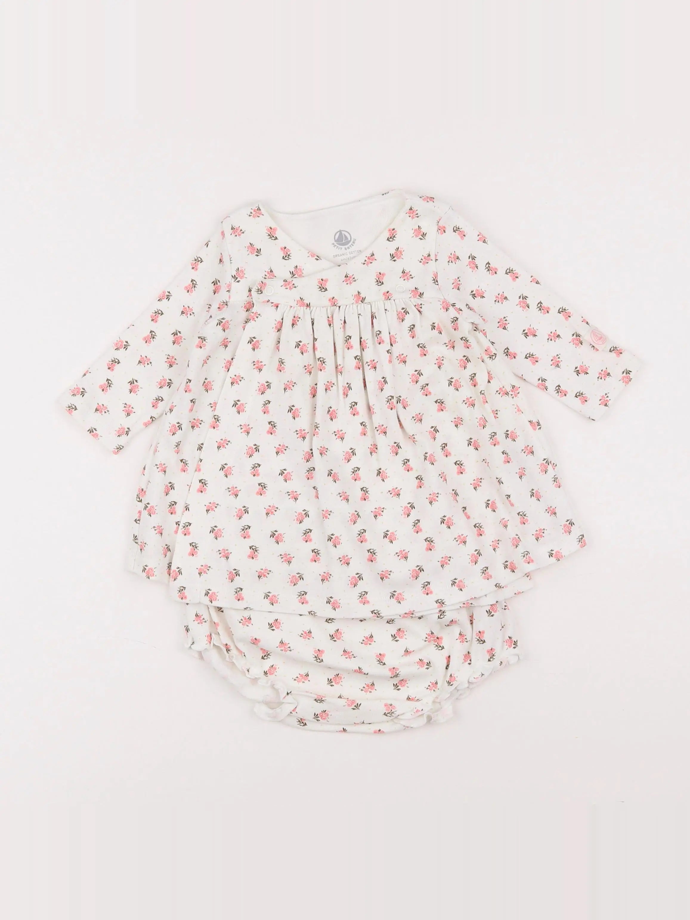 Petit Bateau - robe blanc - 6 mois