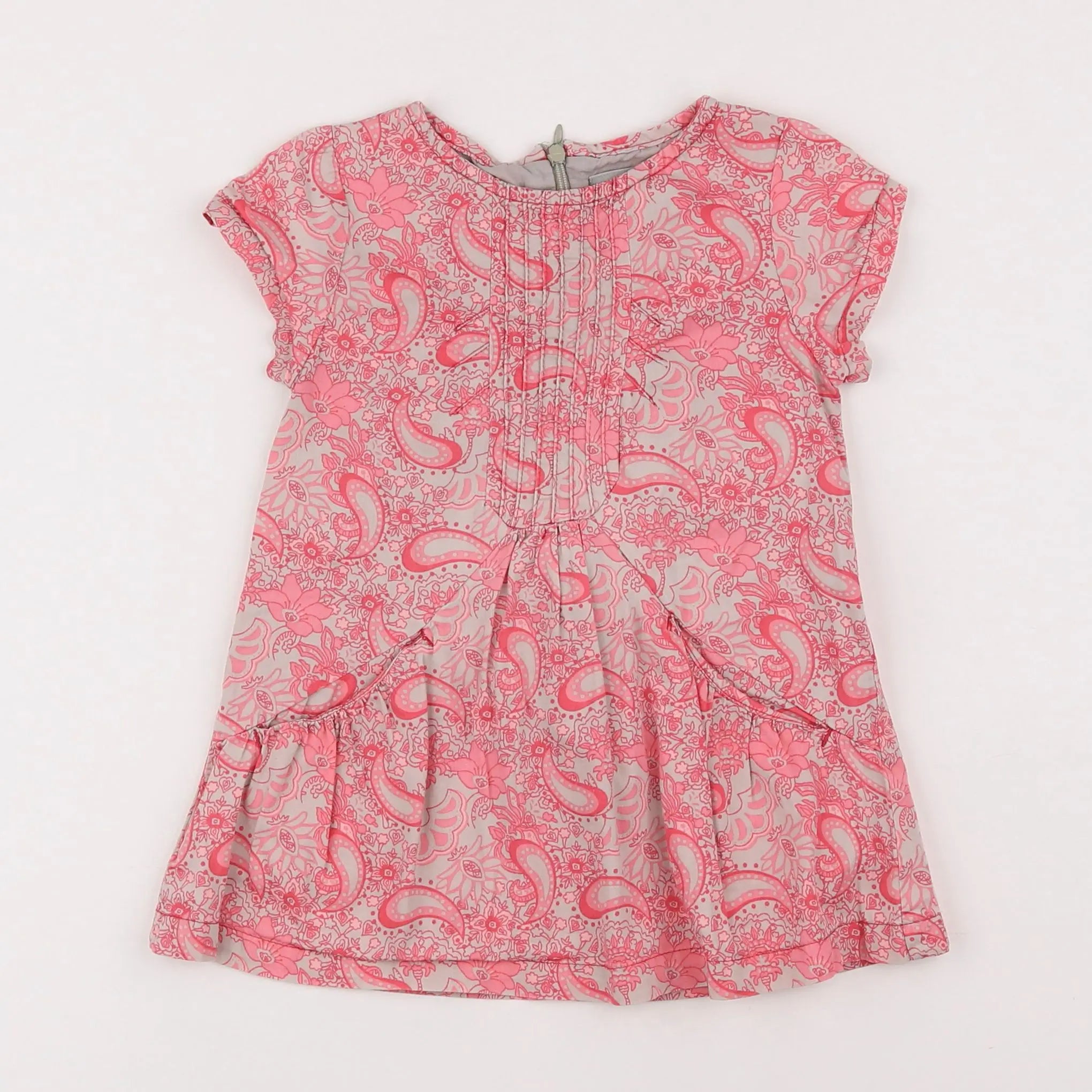 Vertbaudet - robe gris, rose - 2 ans