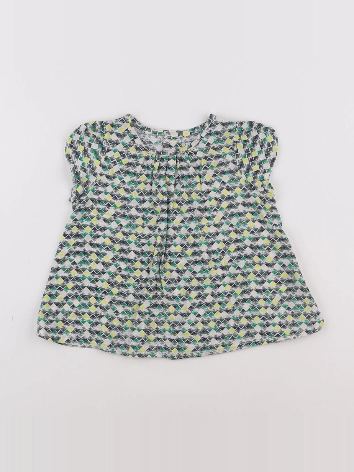 Boutchou - blouse vert, jaune - 12 mois