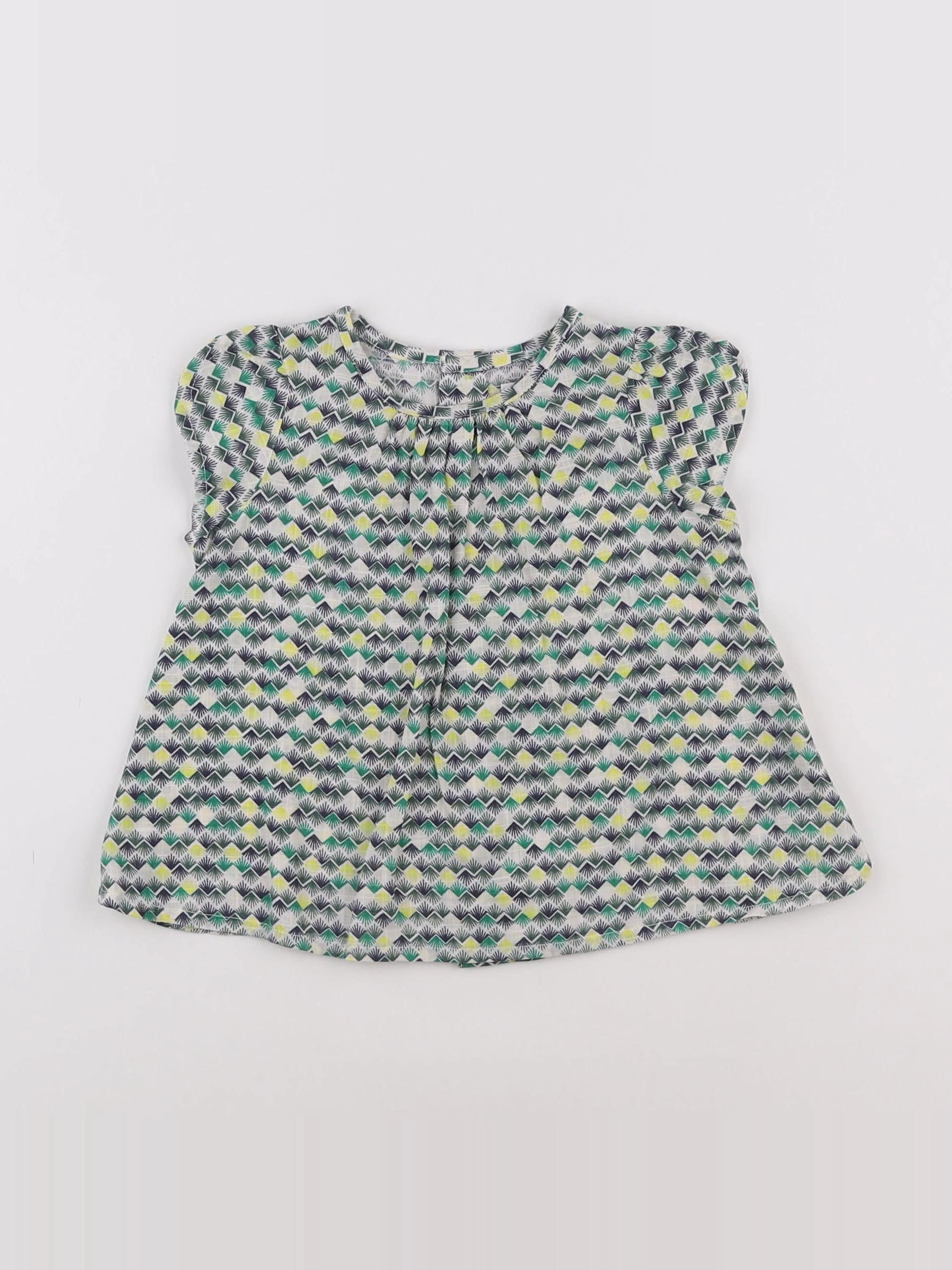 Boutchou - blouse vert, jaune - 12 mois