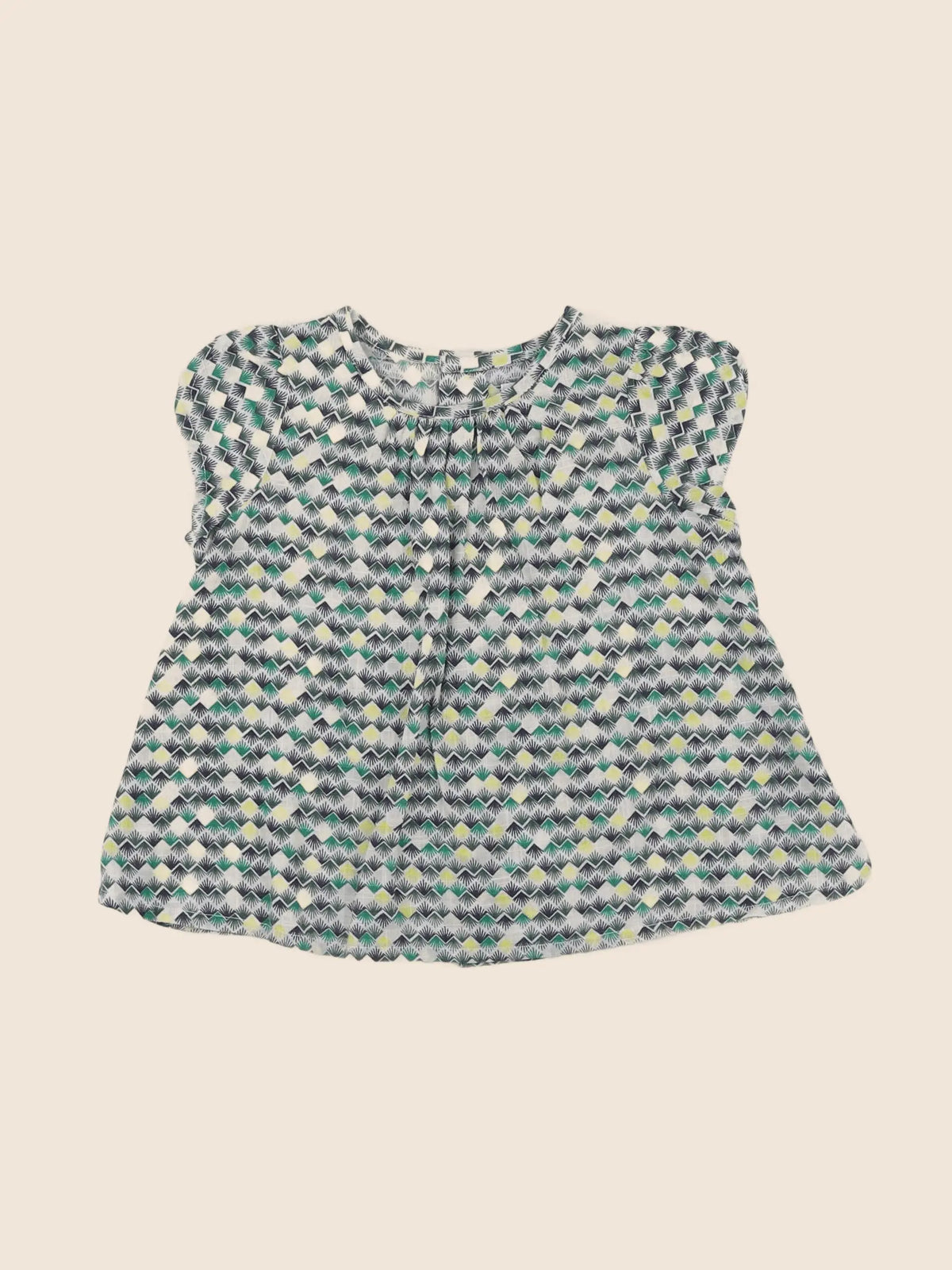 Boutchou - blouse vert, jaune - 12 mois