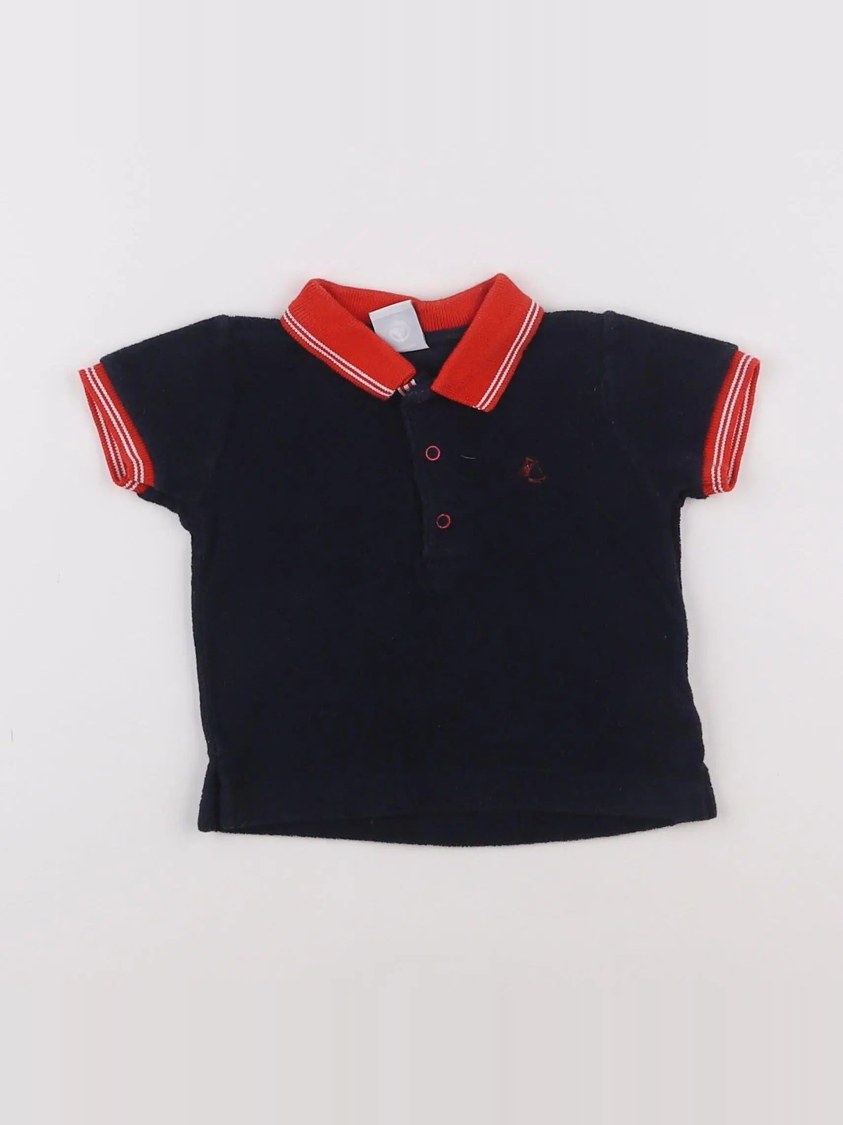 Petit Bateau - polo bleu - 6 mois