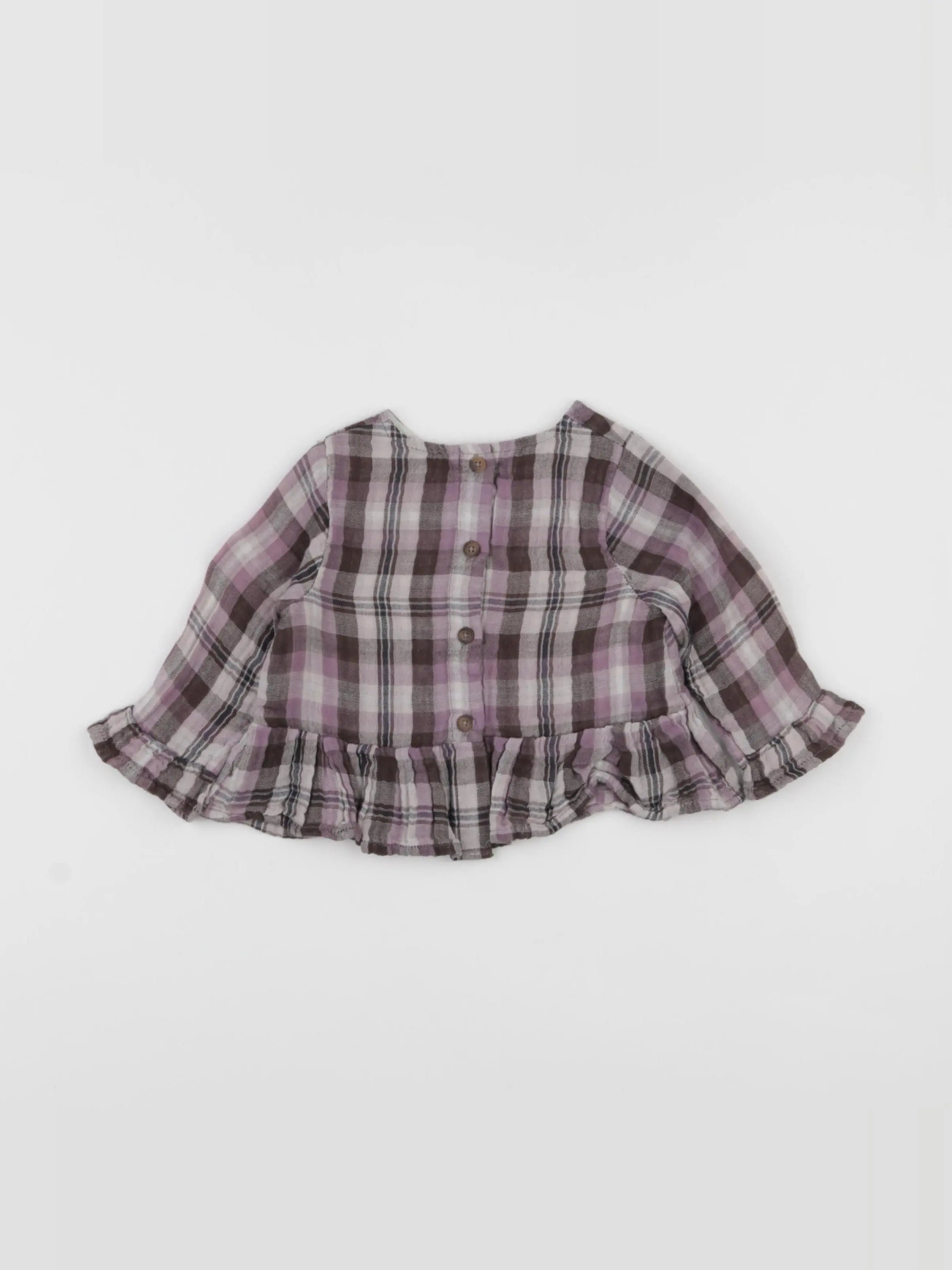 Boutchou - blouse gris, violet - 6 mois