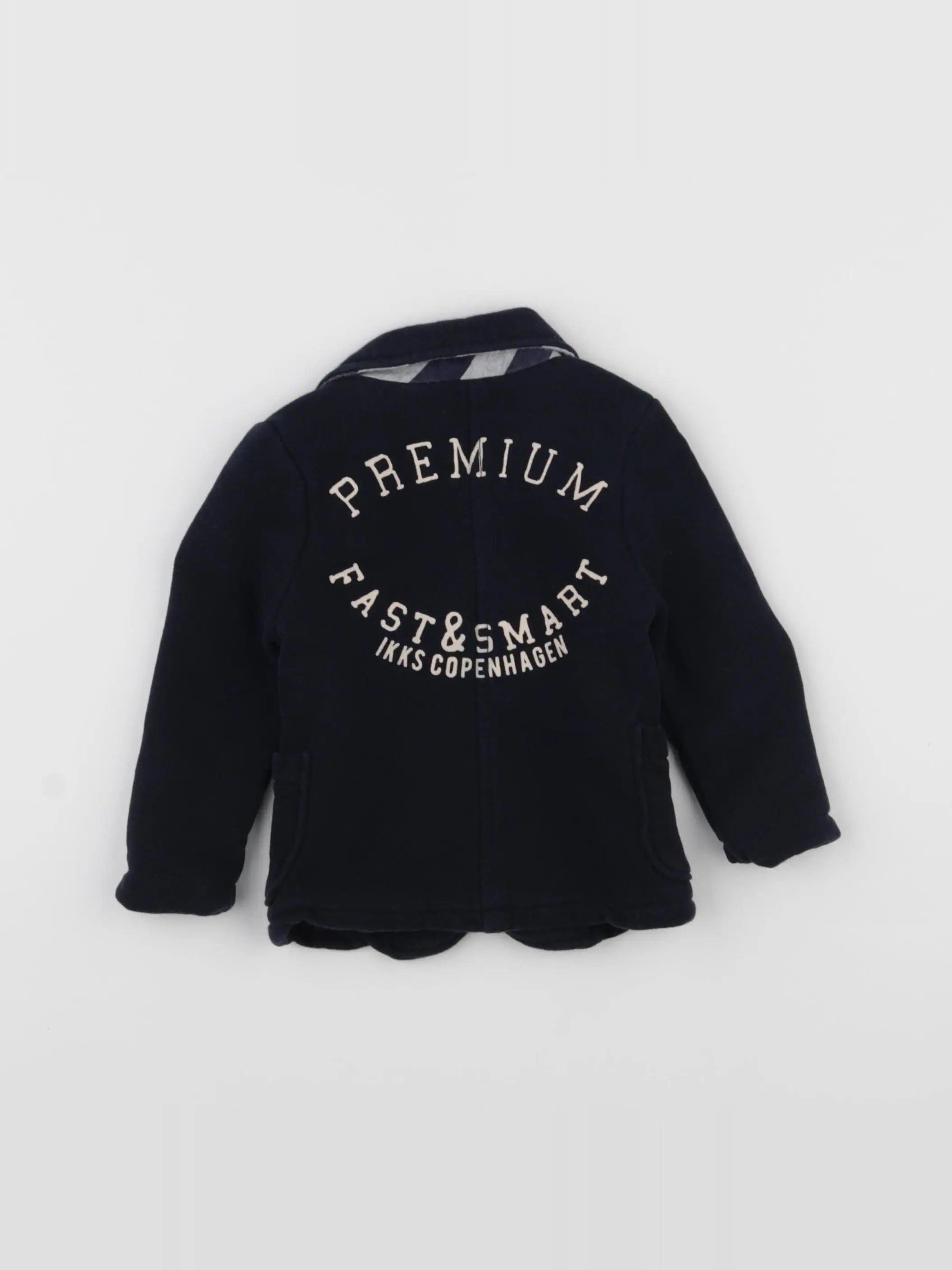 IKKS - veste imprimé au dos, doublé bleu - 6 mois