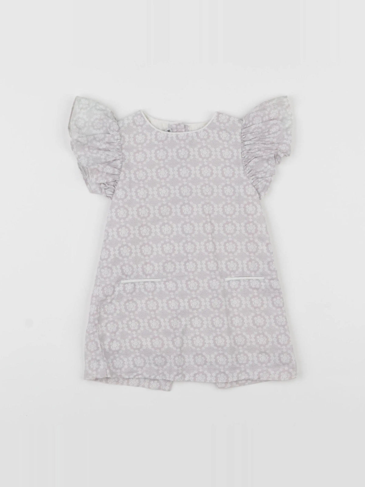 Rose et théo - robe blanc, gris - 6 mois