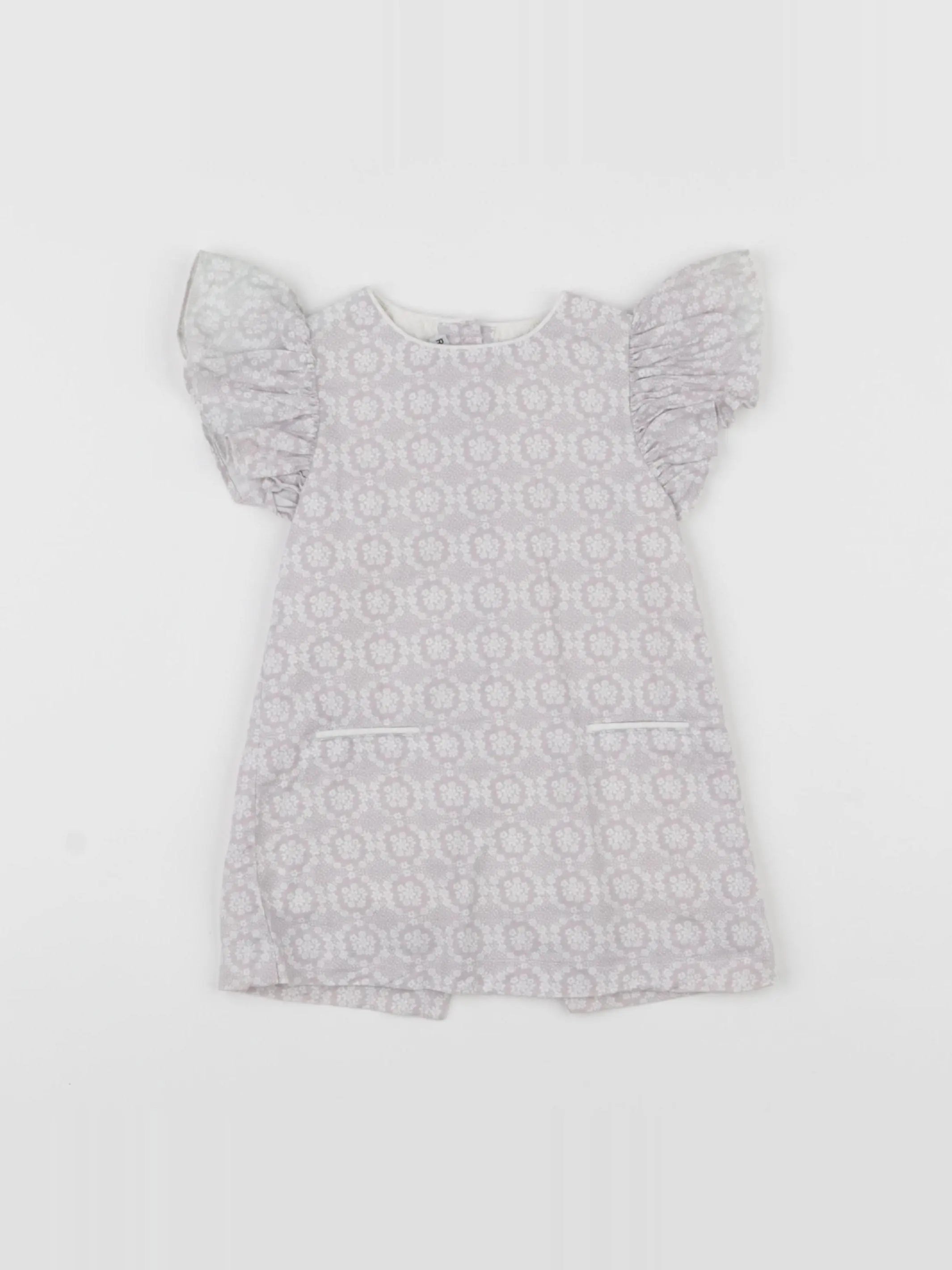 Rose et théo - robe blanc, gris - 6 mois