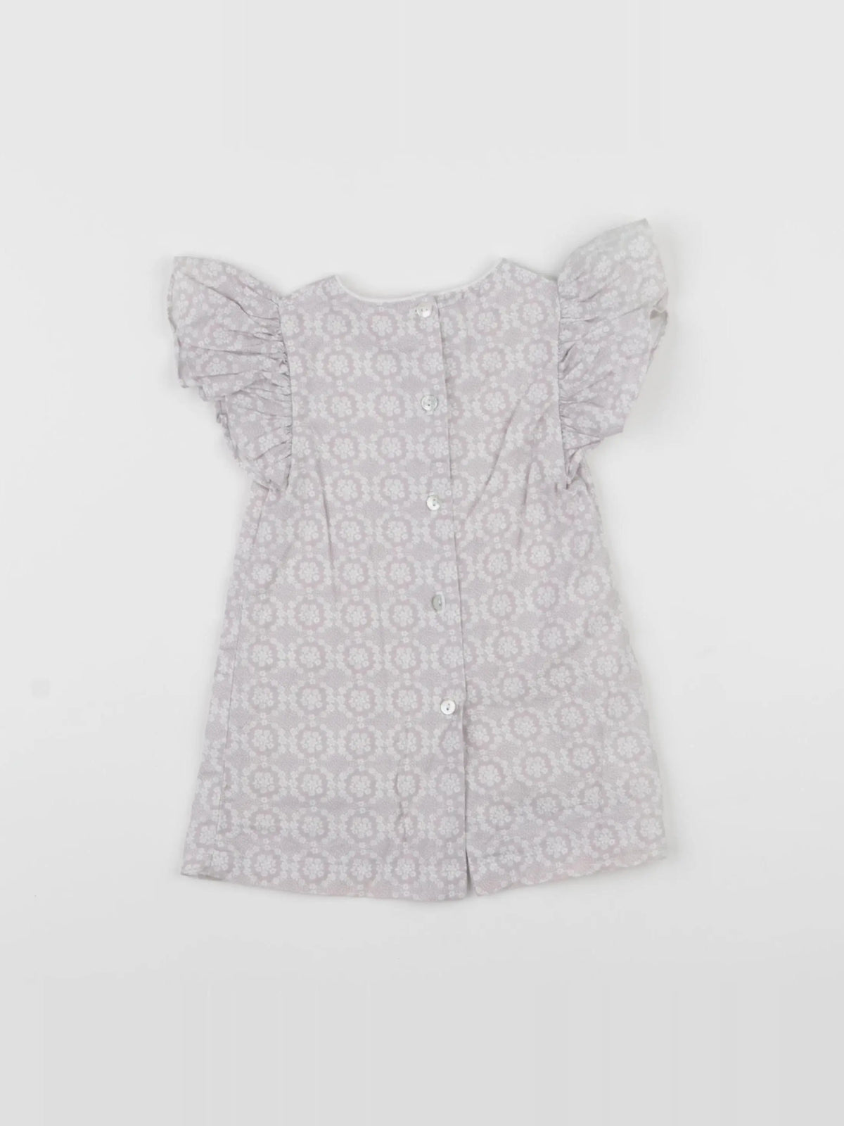 Rose et théo - robe blanc, gris - 6 mois