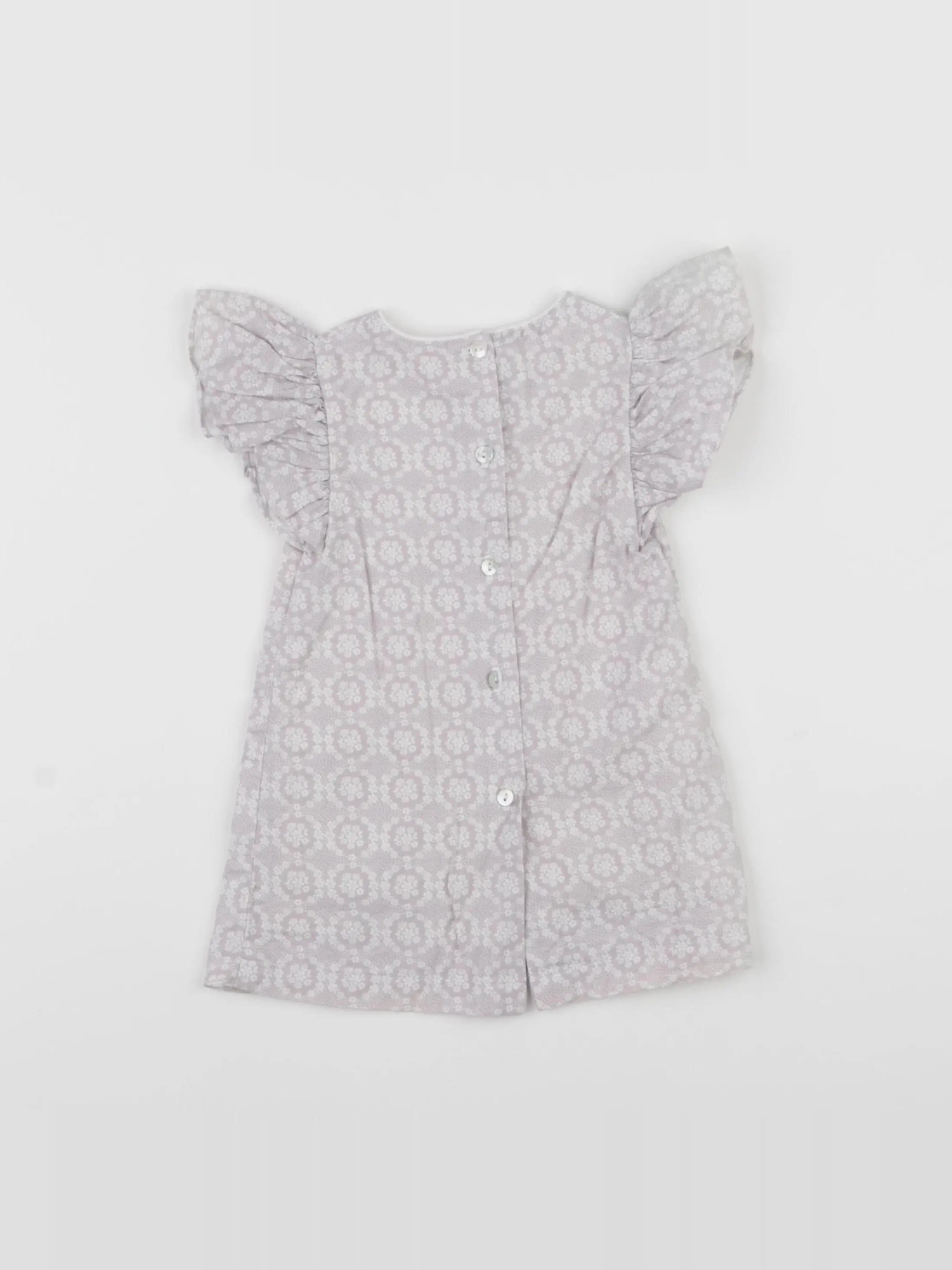 Rose et théo - robe blanc, gris - 6 mois