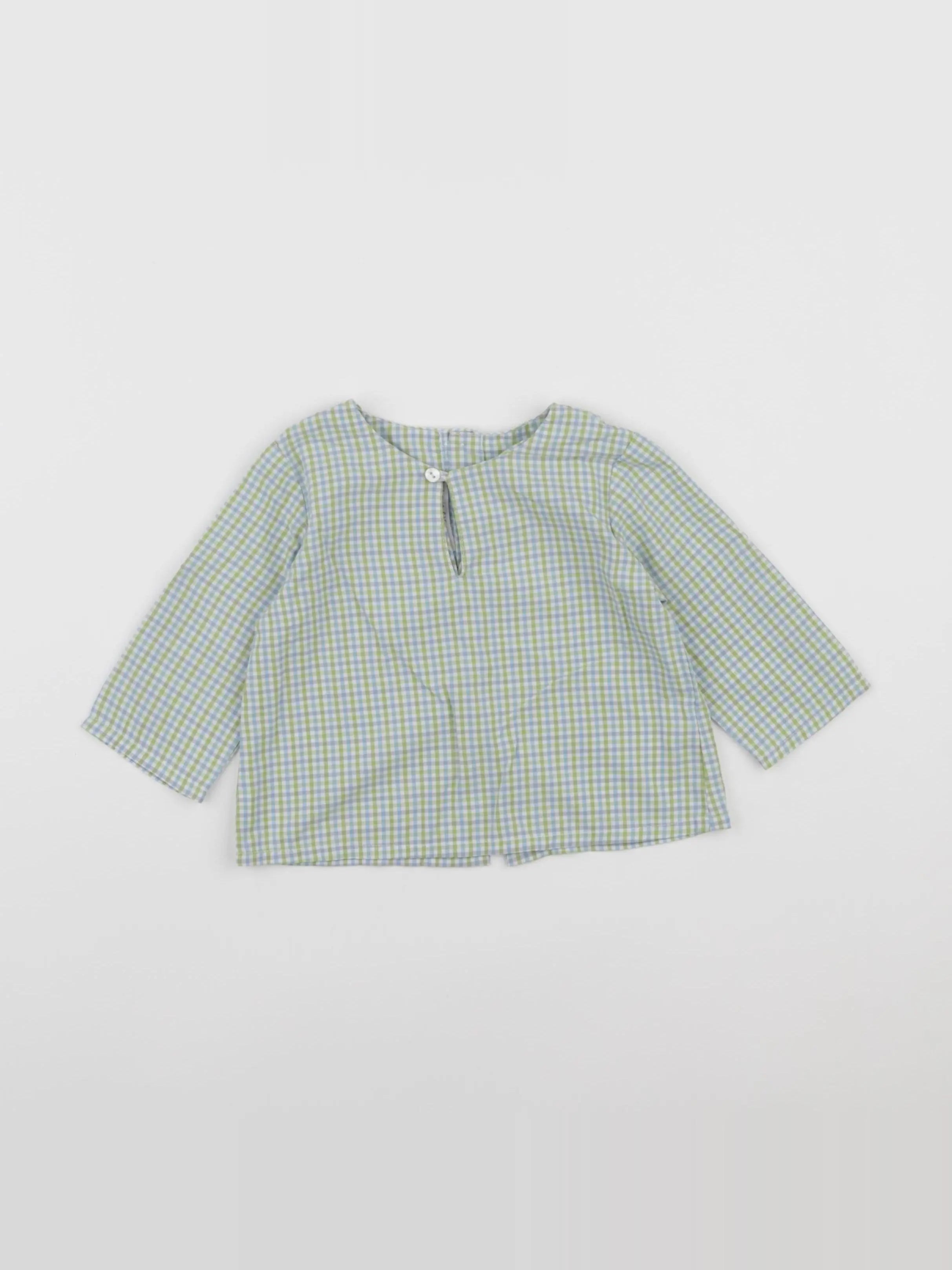Louis et Victorie - blouse vert, bleu - 6 mois
