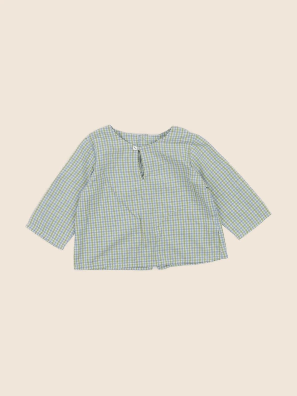 Louis et Victorie - blouse vert, bleu - 6 mois