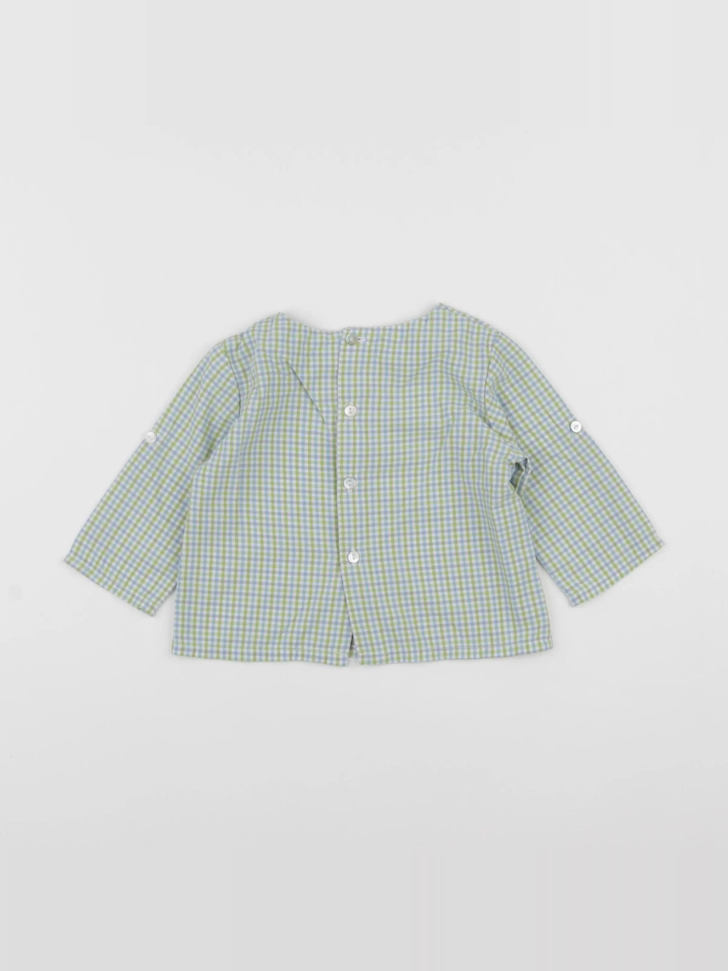 Louis et Victorie - blouse vert, bleu - 6 mois